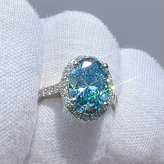 Celestial Halo Diamond Engagement Ring in 18ct White Gold with Oval Centre Stone Alternate shot 5