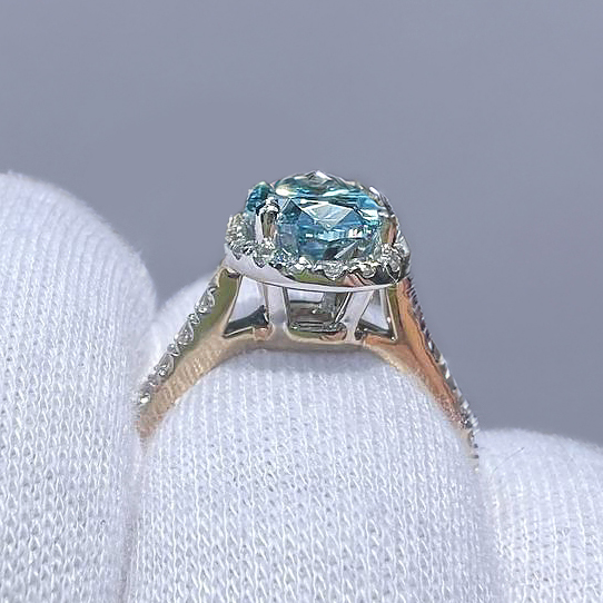 Celestial Halo Diamond Engagement Ring in Platinum with Oval Centre Stone Alternate shot 6