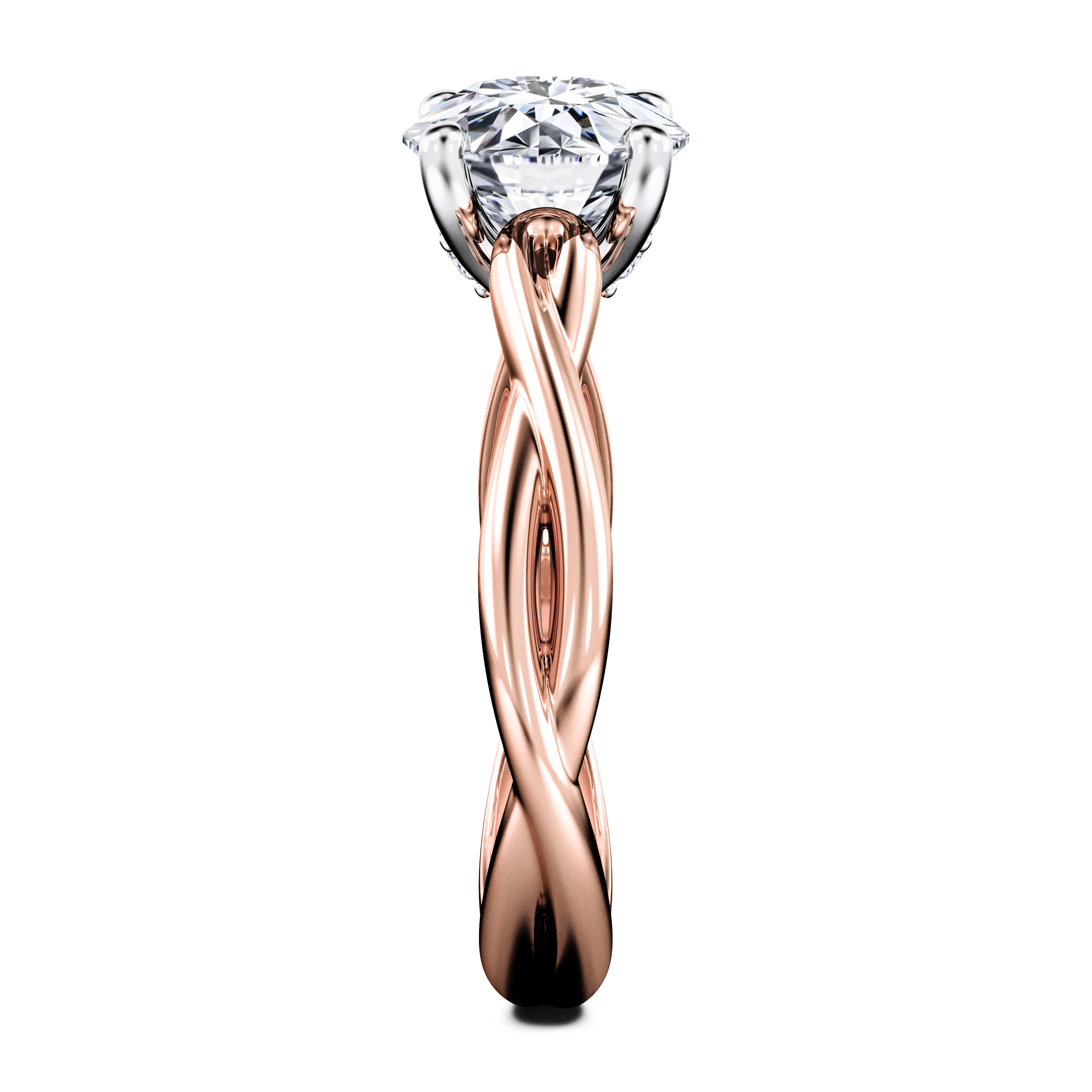 Etheral Solitaire Diamond Engagement Ring in 18ct Rose Gold with Round Centre Stone Alternate shot 3