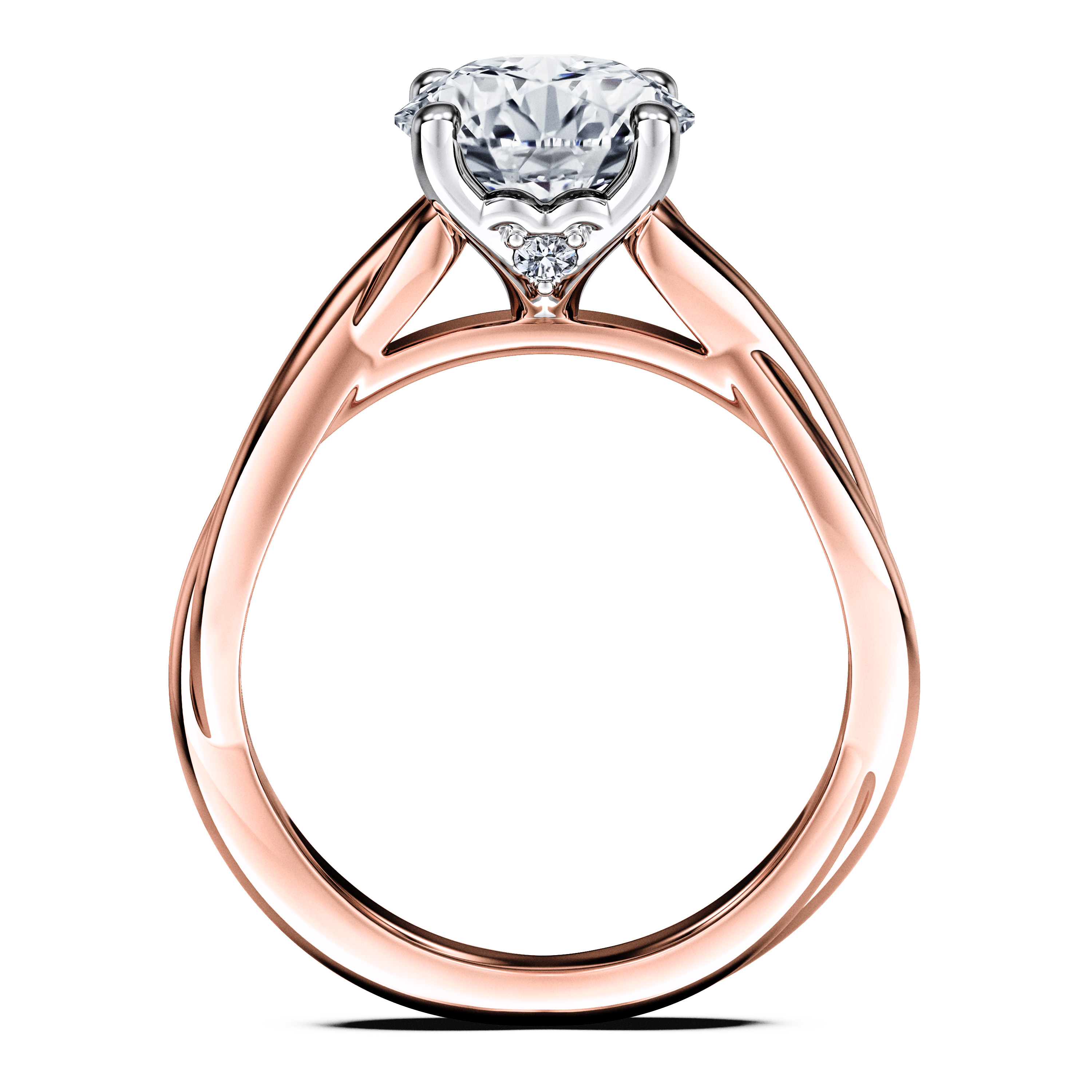 Etheral Solitaire Diamond Engagement Ring in 18ct Rose Gold with Round Centre Stone Alternate shot 4