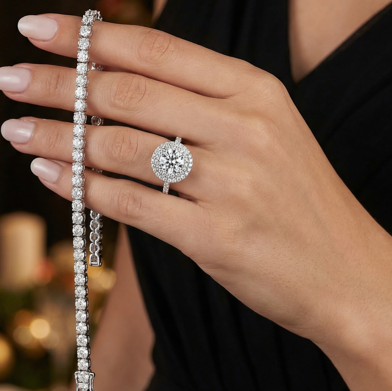 Celestial Halo Diamond Engagement Ring in 18ct White Gold with Round Centre Stone Alternate shot 5