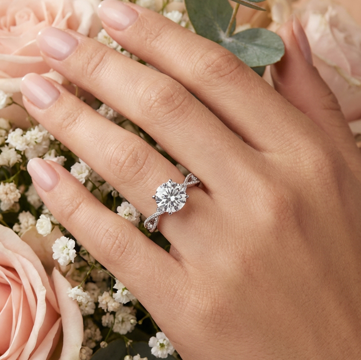 Etheral Vintage Diamond Engagement Ring in Platinum with Round Centre Stone Alternate shot 5