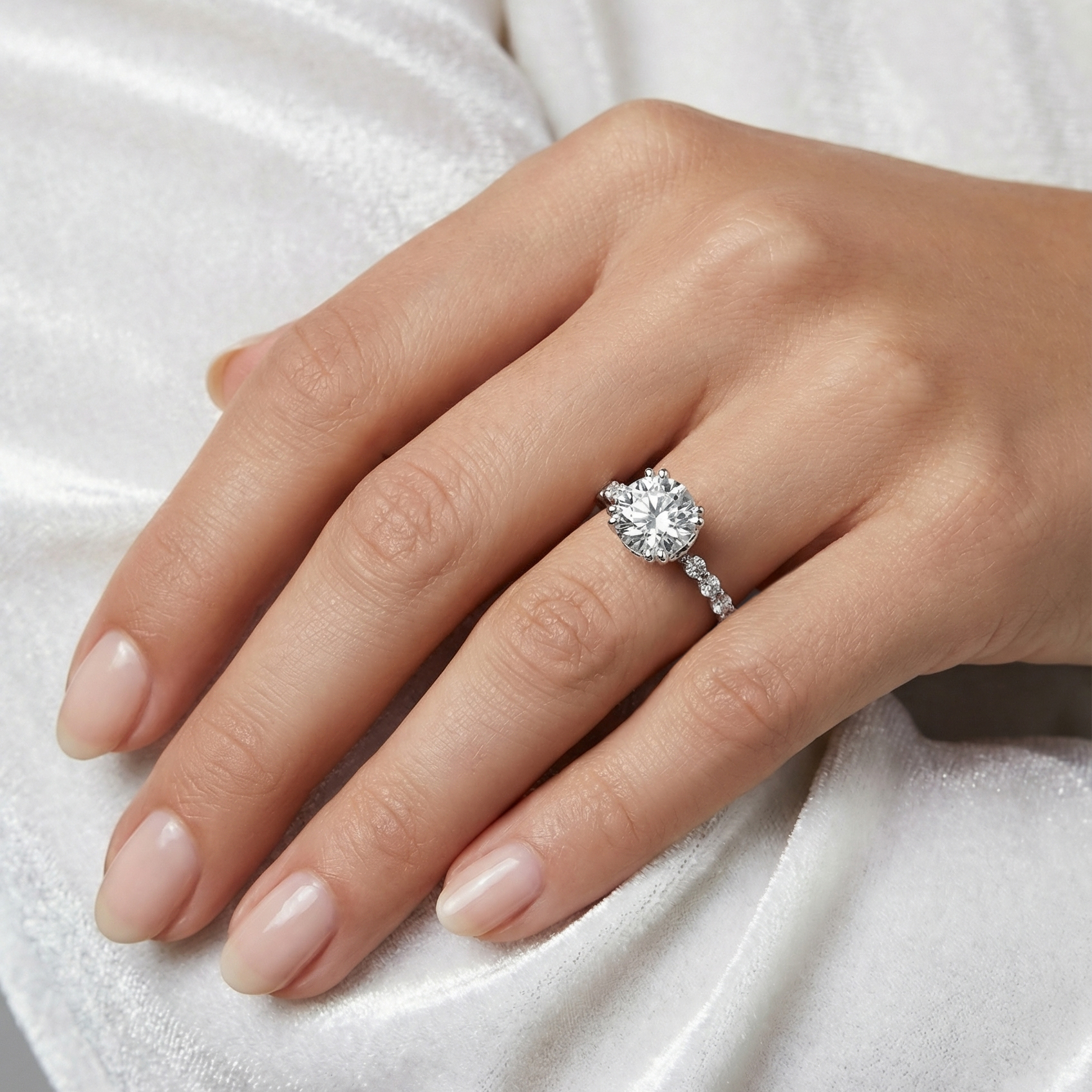 Pleiades Vintage Diamond Engagement Ring in Platinum with Round Centre Stone Alternate shot 5