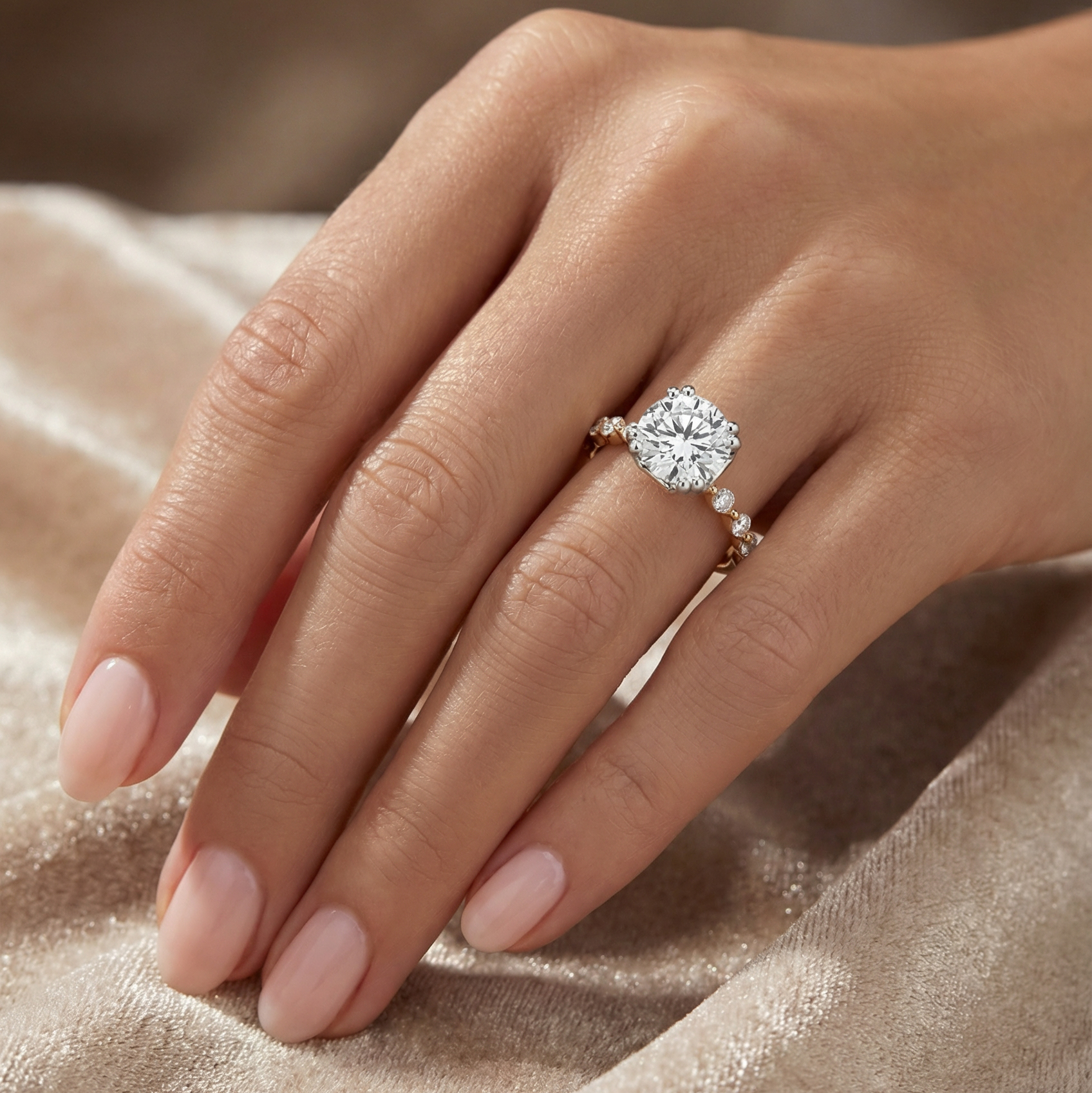 Pleiades Vintage Diamond Engagement Ring in 18ct Yellow Gold with Round Centre Stone Alternate shot 5