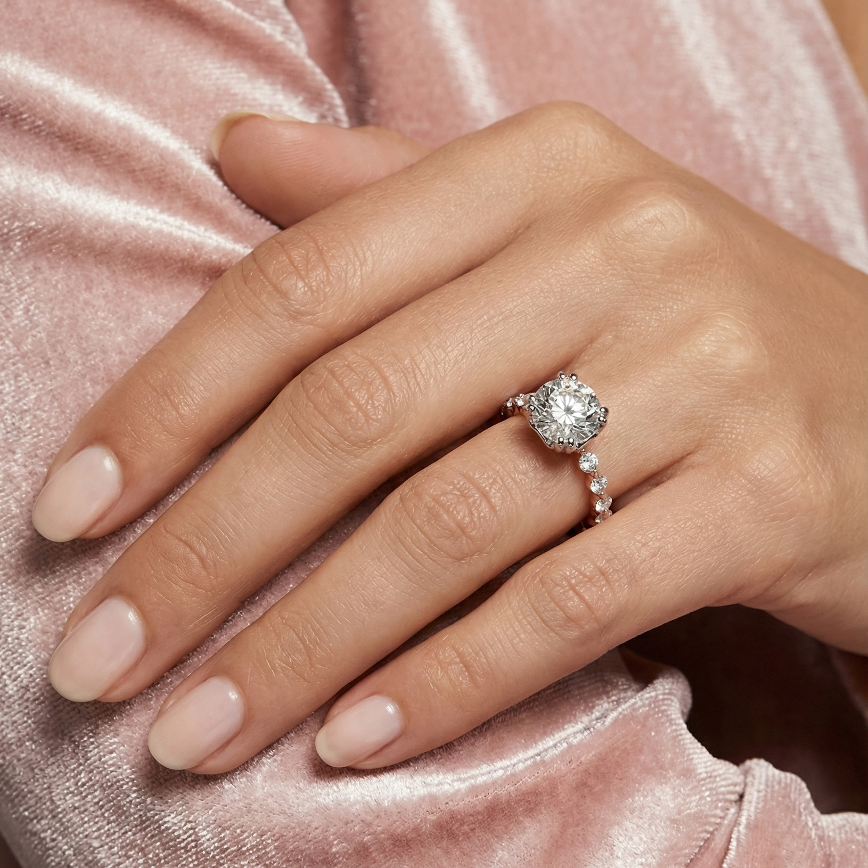 Pleiades Vintage Diamond Engagement Ring in 18ct Rose Gold with Round Centre Stone Alternate shot 5