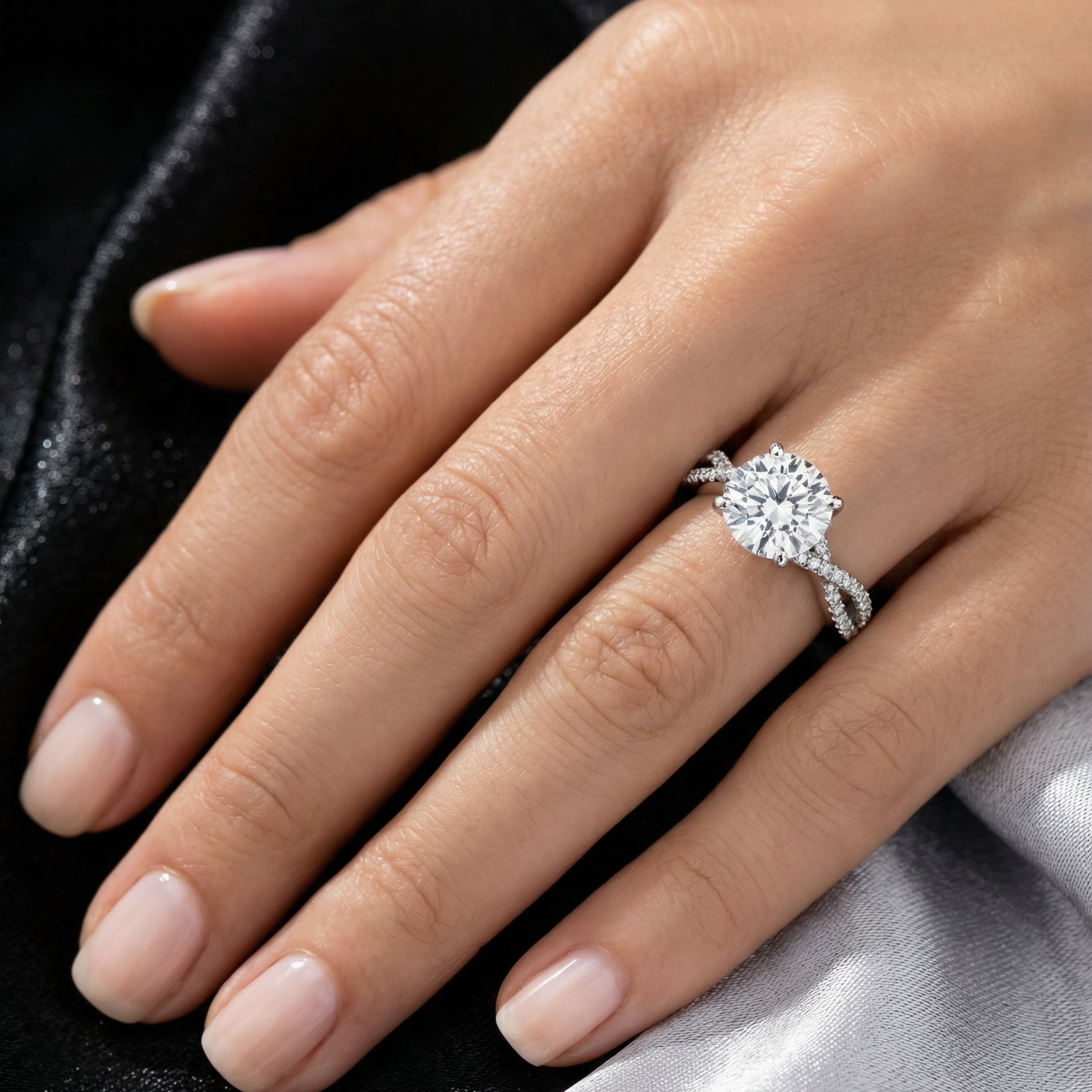 Etheral Side Stones Diamond Engagement Ring in 18ct White Gold with Round Centre Stone Alternate shot 5