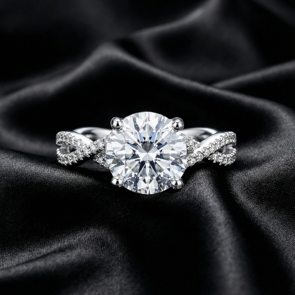 Etheral Side Stones Diamond Engagement Ring in Platinum with Round Centre Stone Alternate shot 6