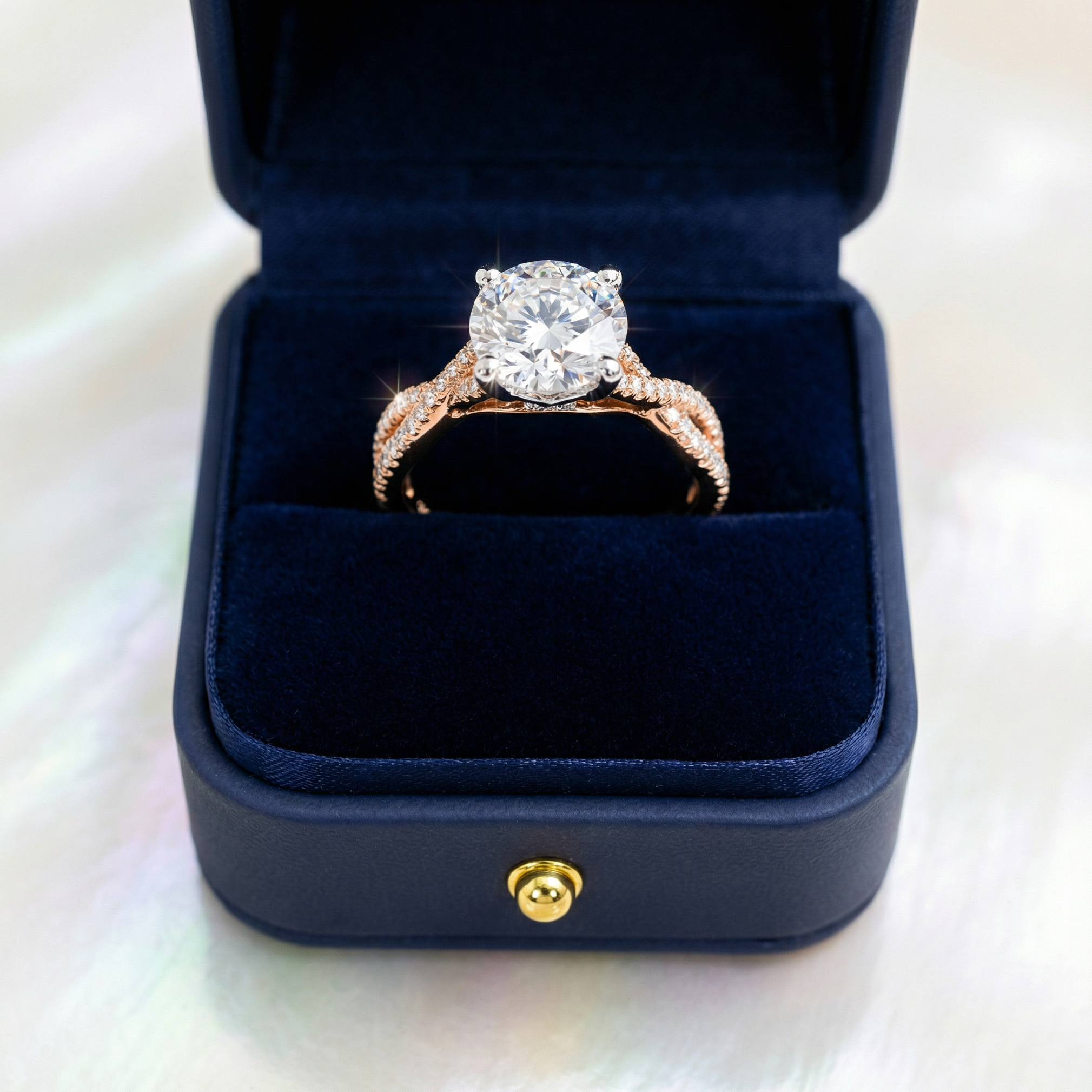 Etheral Side Stones Diamond Engagement Ring in 18ct Rose Gold with Round Centre Stone Alternate shot 6