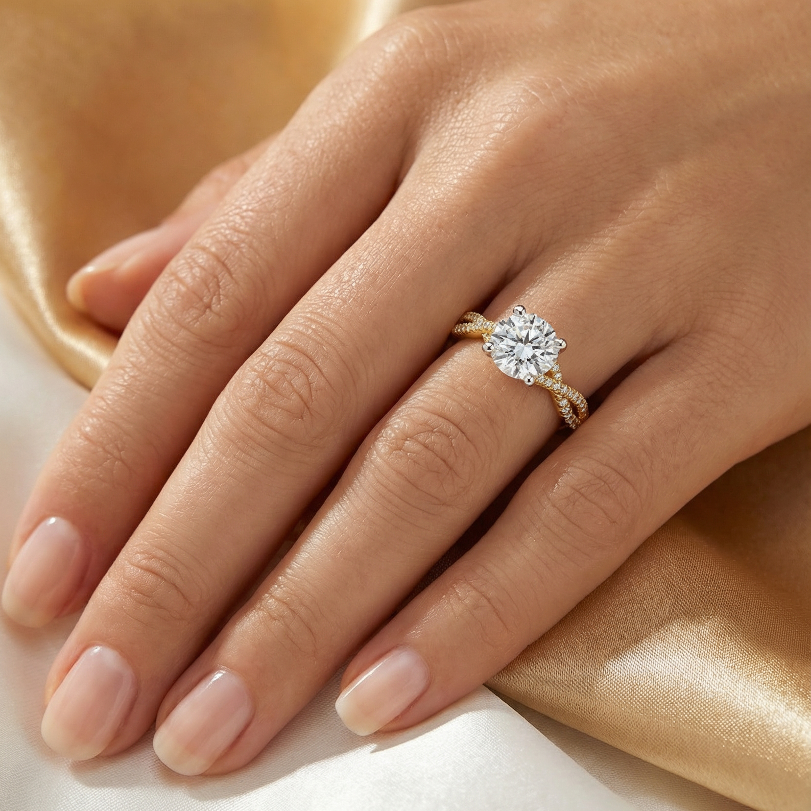 Etheral Side Stones Diamond Engagement Ring in 18ct Yellow Gold with Round Centre Stone Alternate shot 5