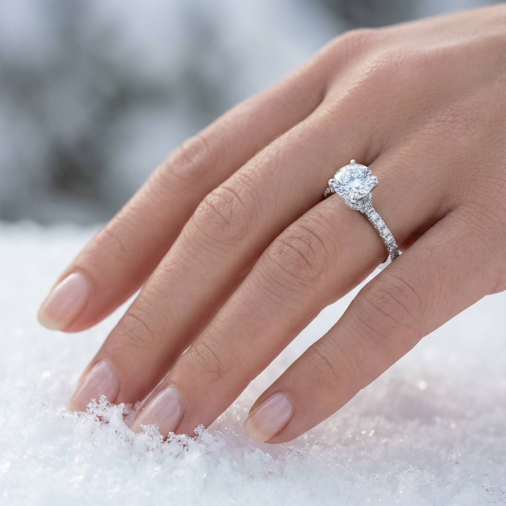 Euphoria Side Stones Diamond Engagement Ring in 18ct White Gold with Round Centre Stone Alternate shot 5