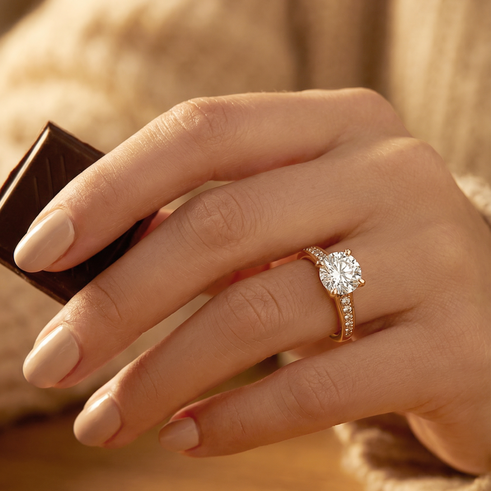 Spark Side Stones Diamond Engagement Ring in 18ct Yellow Gold with Round Centre Stone Alternate shot 5