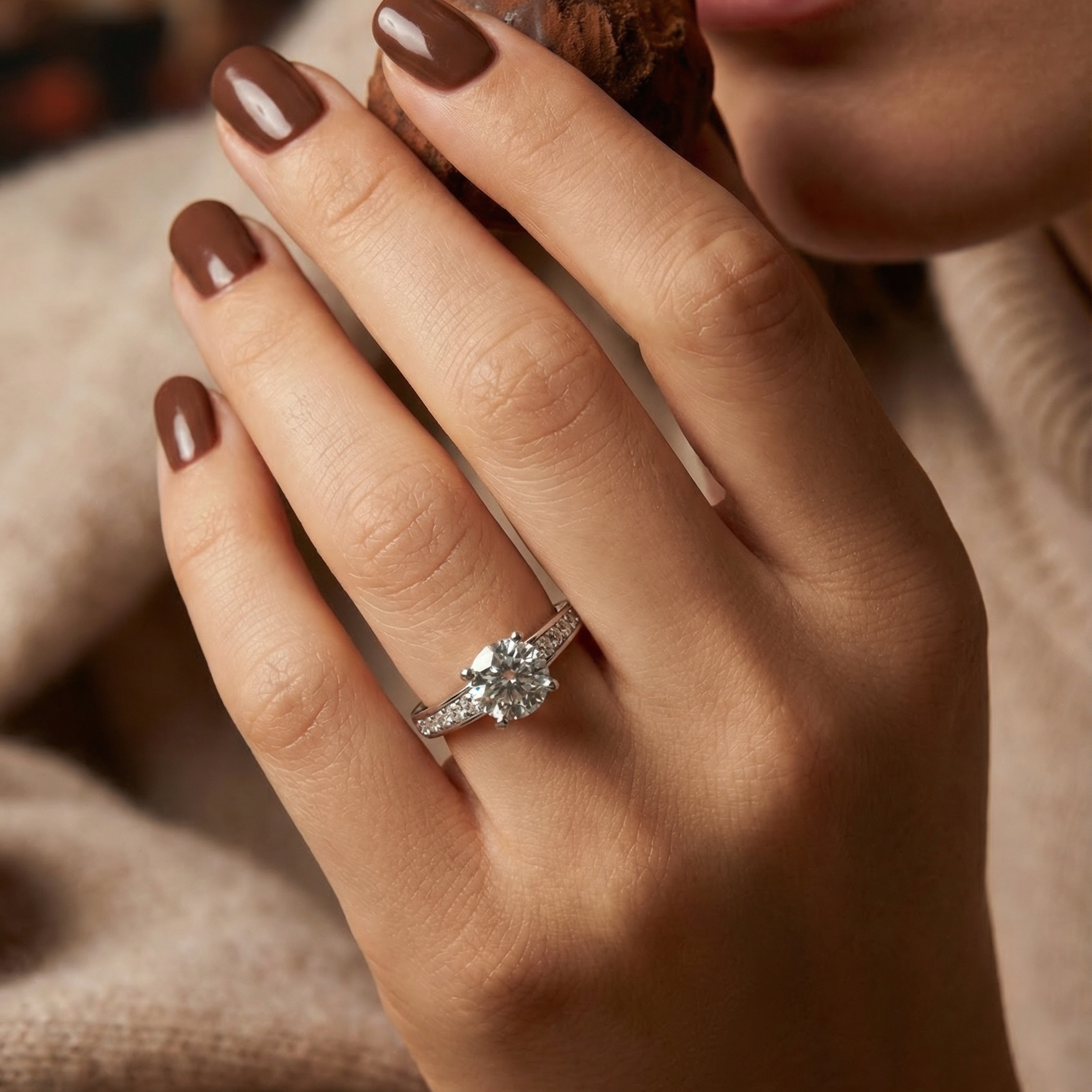 Spark Side Stones Diamond Engagement Ring in 18ct White Gold with Round Centre Stone Alternate shot 5