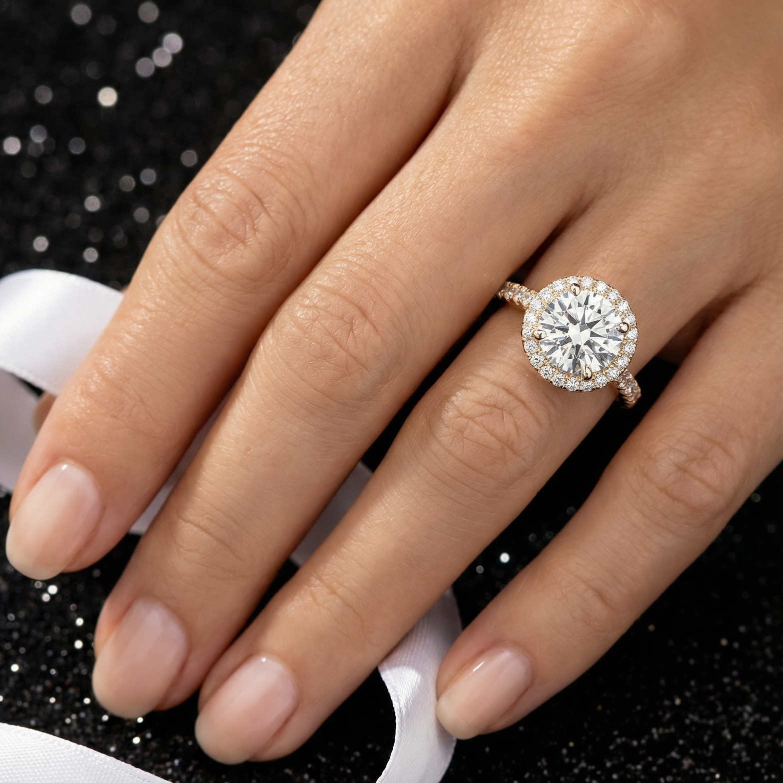 Celestial Halo Diamond Engagement Ring in 18ct Yellow Gold with Round Centre Stone Alternate shot 5