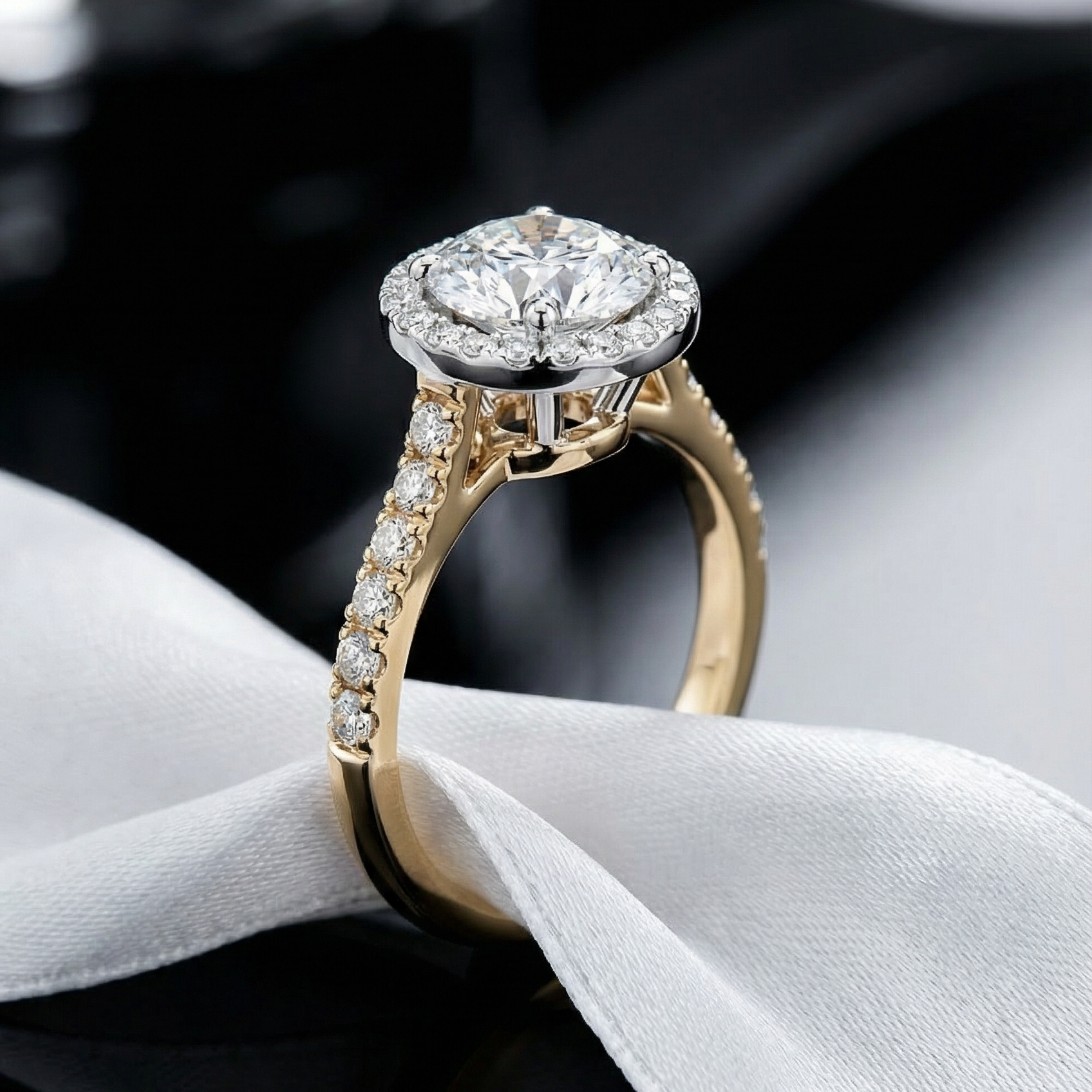 Celestial Halo Diamond Engagement Ring in 18ct Yellow Gold with Round Centre Stone Alternate shot 6