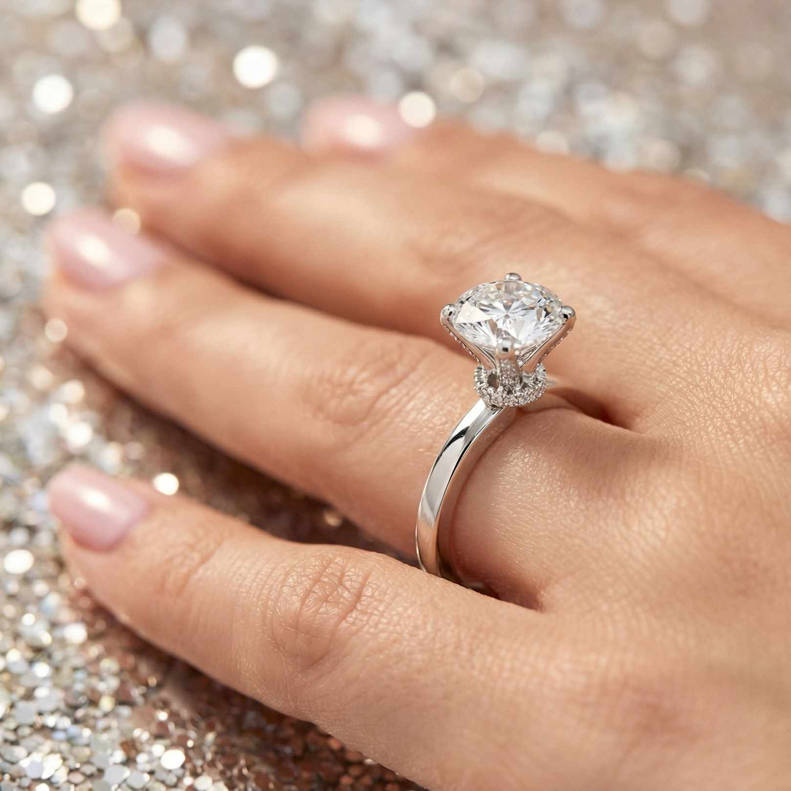 Euphoria Solitaire Diamond Engagement Ring in Platinum with Round Centre Stone Alternate shot 5