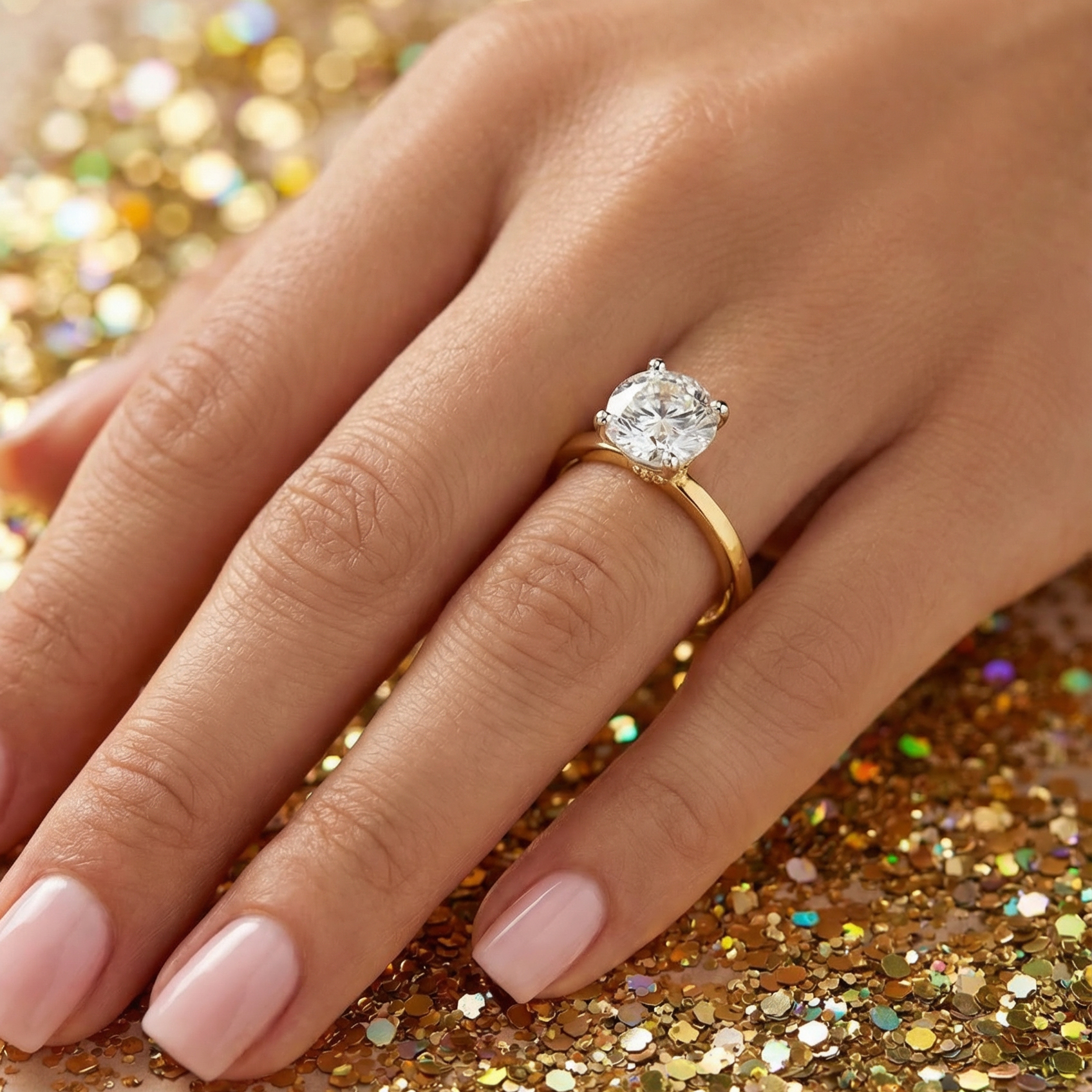 Euphoria Solitaire Diamond Engagement Ring in 18ct Yellow Gold with Round Centre Stone Alternate shot 5