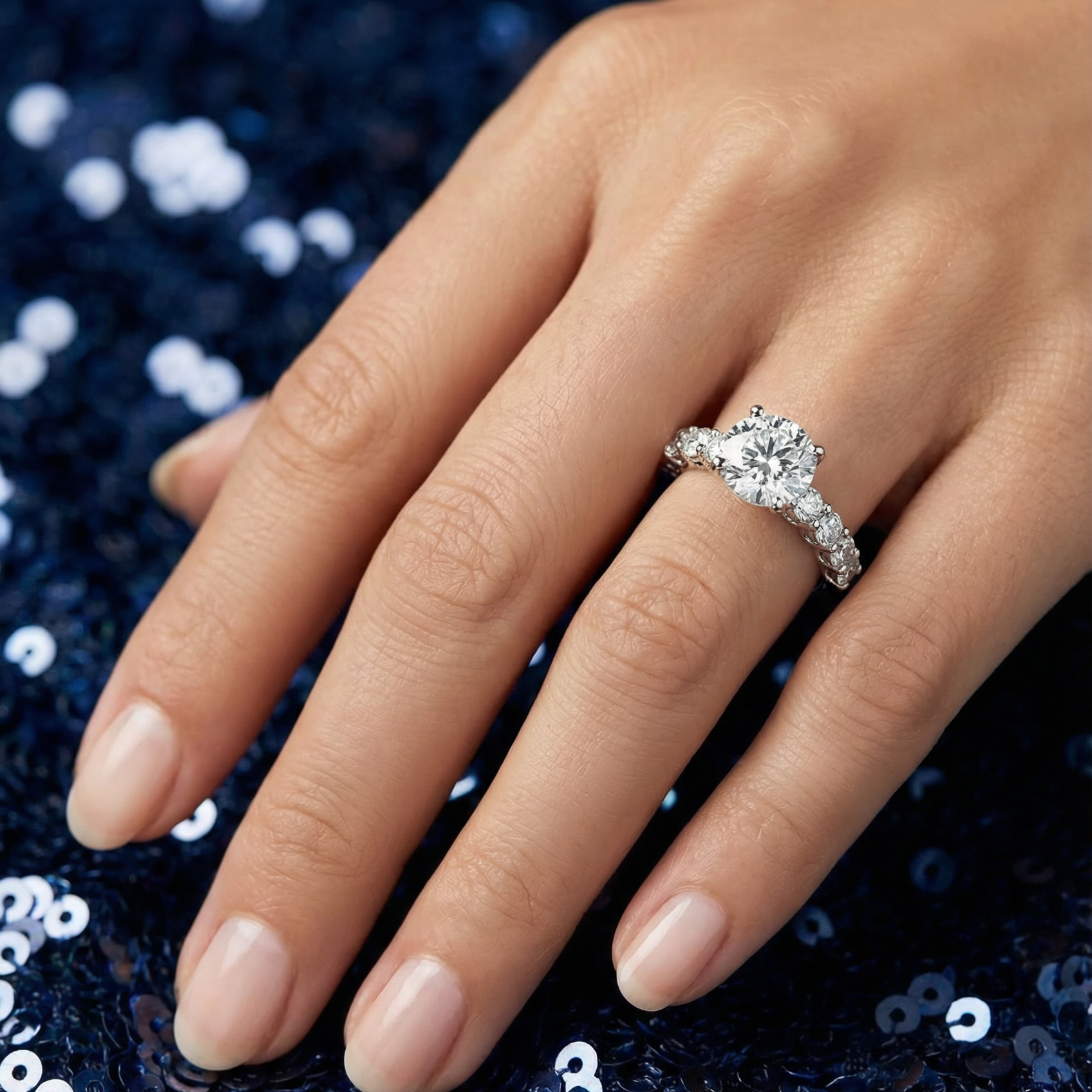 Blossom Side Stones Diamond Engagement Ring in Platinum with Round Centre Stone Alternate shot 5