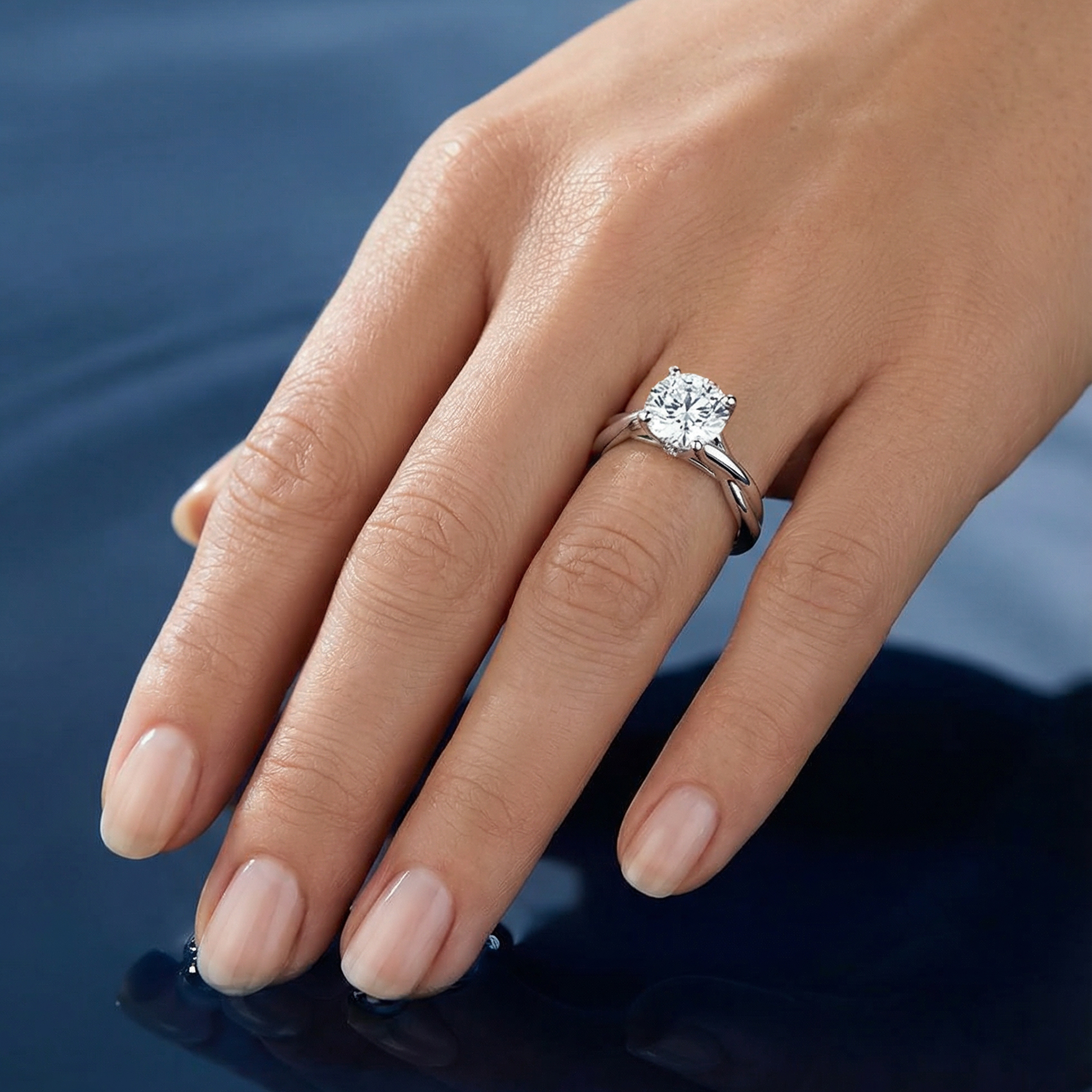 Etheral Solitaire Diamond Engagement Ring in 18ct White Gold with Round Centre Stone Alternate shot 5