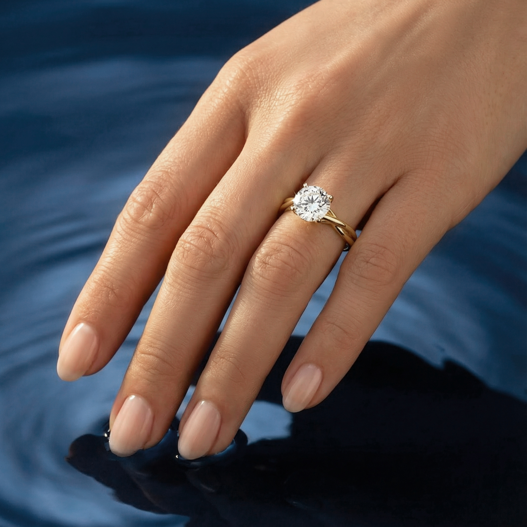 Etheral Solitaire Diamond Engagement Ring in 18ct Yellow Gold with Round Centre Stone Alternate shot 5