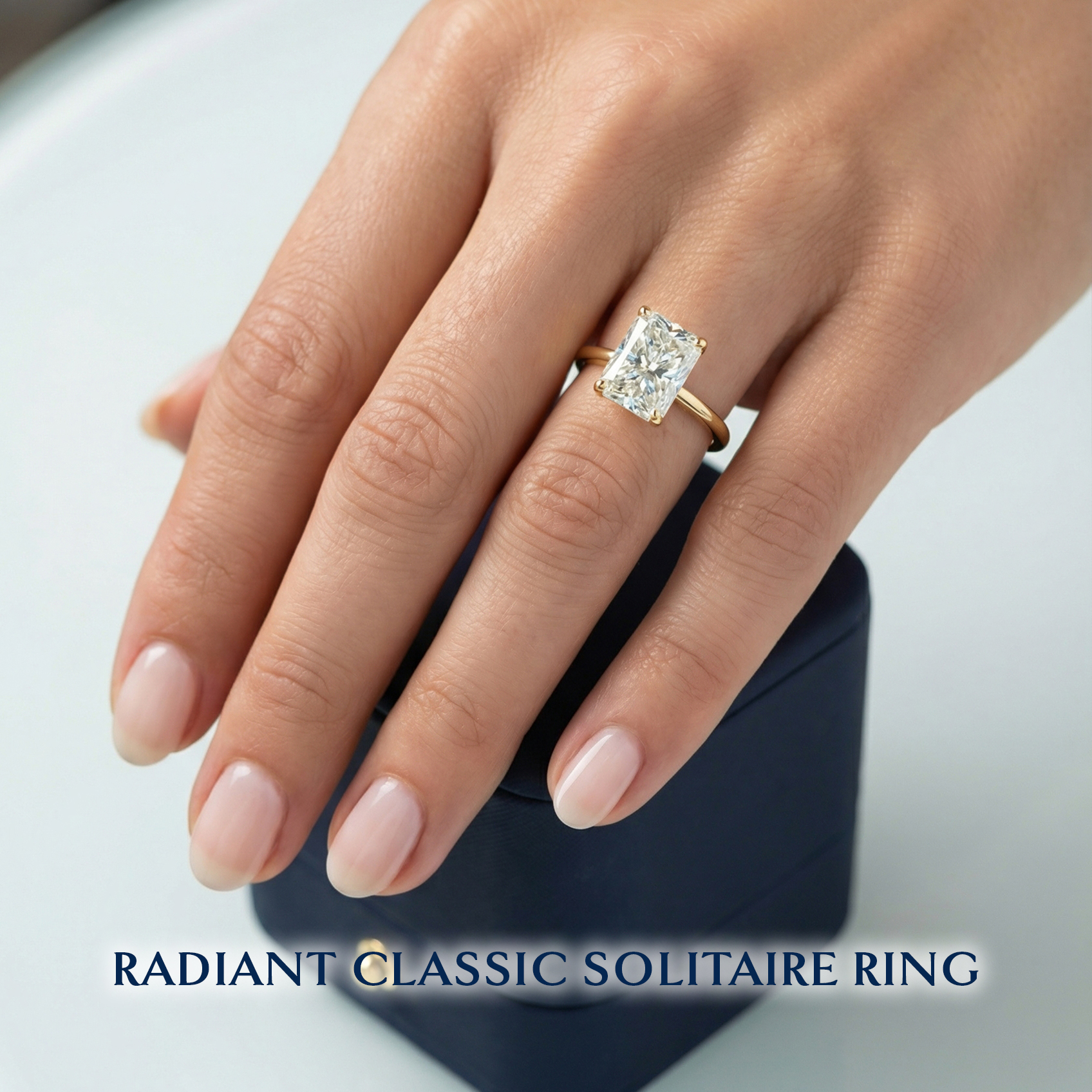 The Moon Ocean Solitaire Diamond Engagement Ring in 18ct Yellow Gold with Emerald Centre Stone Alternate shot 4