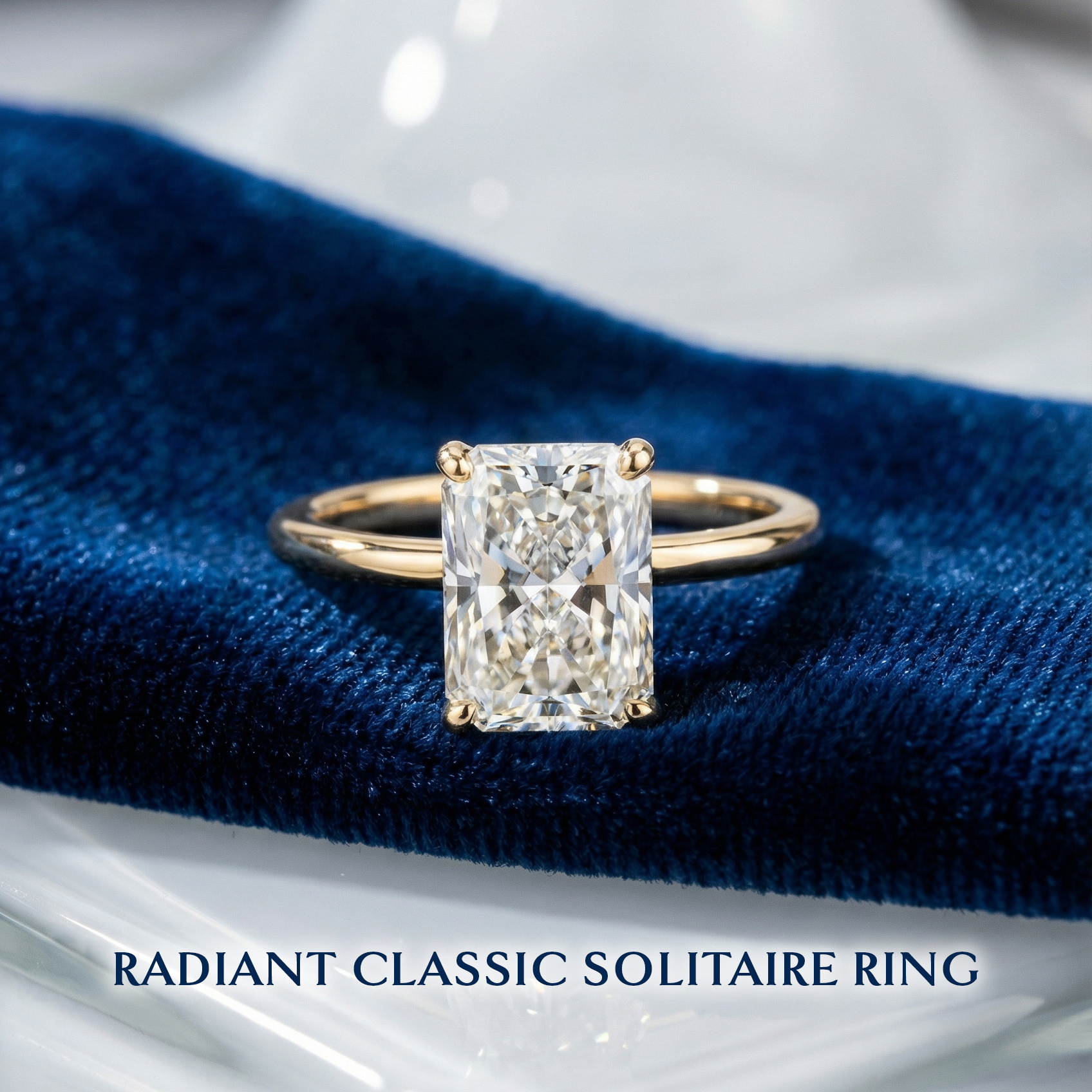 The Moon Ocean Solitaire Diamond Engagement Ring in 18ct Yellow Gold with Emerald Centre Stone Alternate shot 5