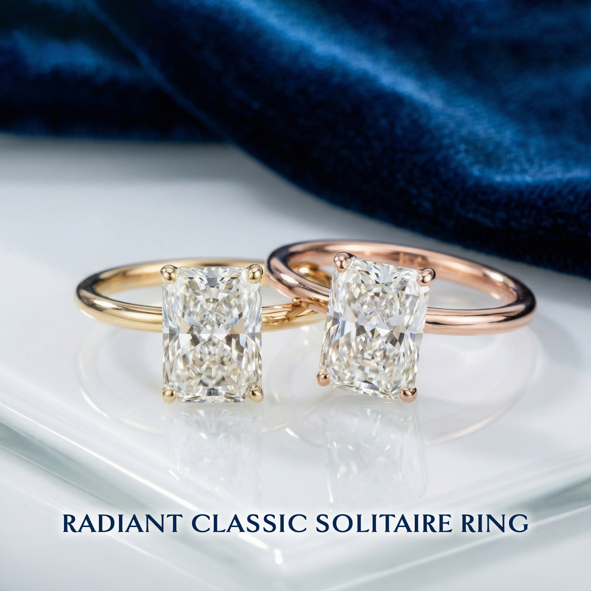 The Moon Ocean Solitaire Diamond Engagement Ring in 18ct Rose Gold with Emerald Centre Stone Alternate shot 6