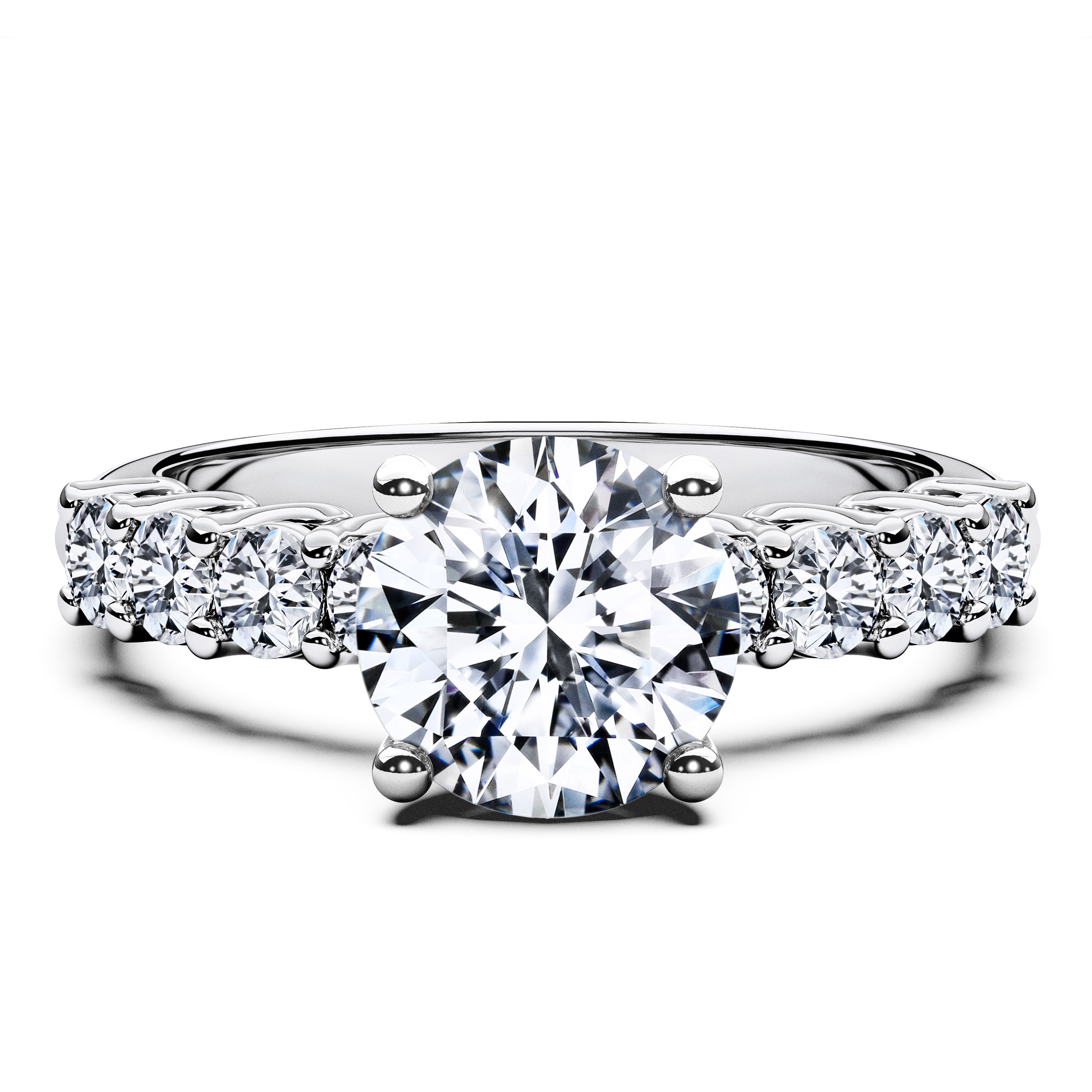 Side Stones, Platinum Diamond Engagement Ring Blossom Side Stones Ring Round