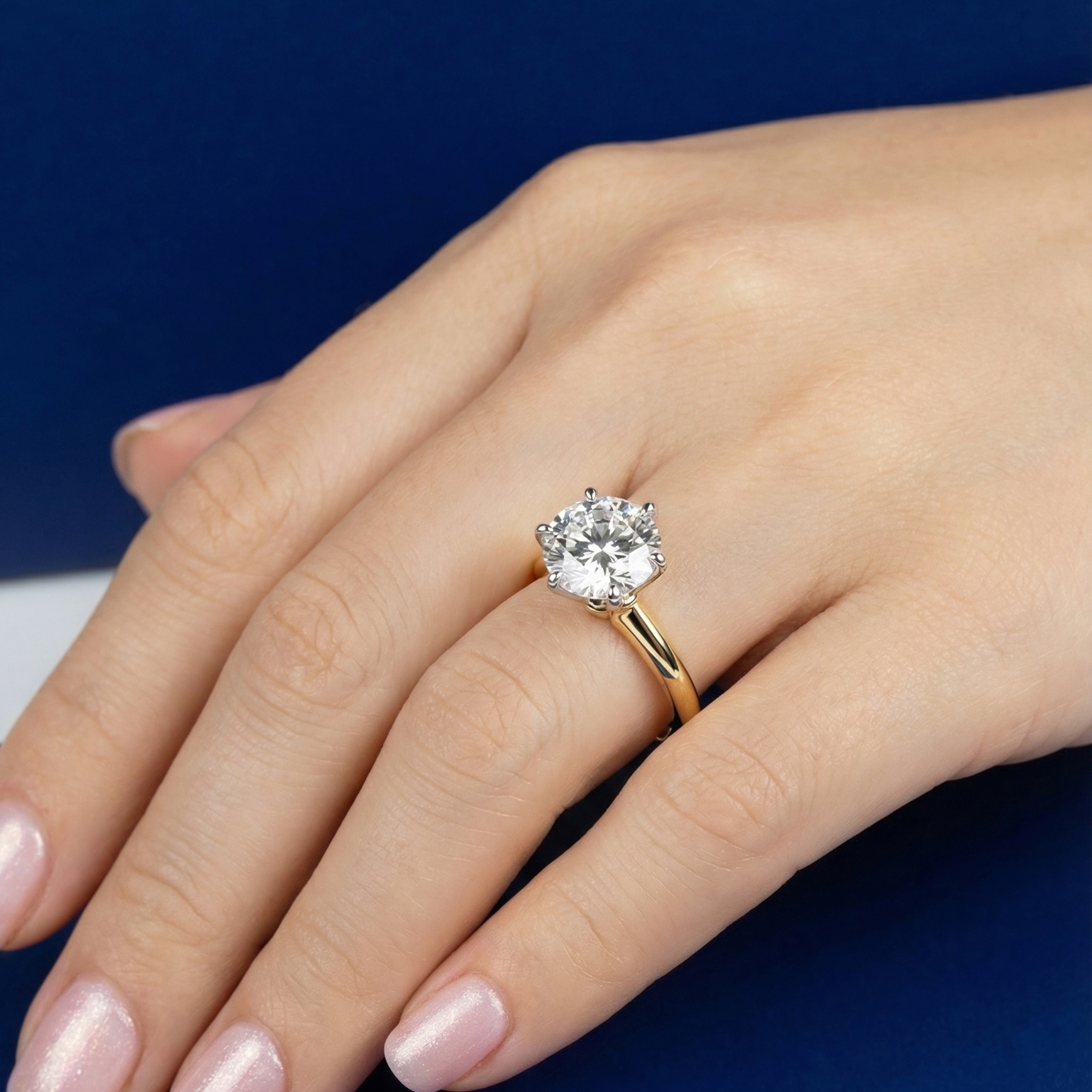 The Moon Ocean Solitaire Diamond Engagement Ring in 18ct Yellow Gold with Round Centre Stone Alternate shot 5