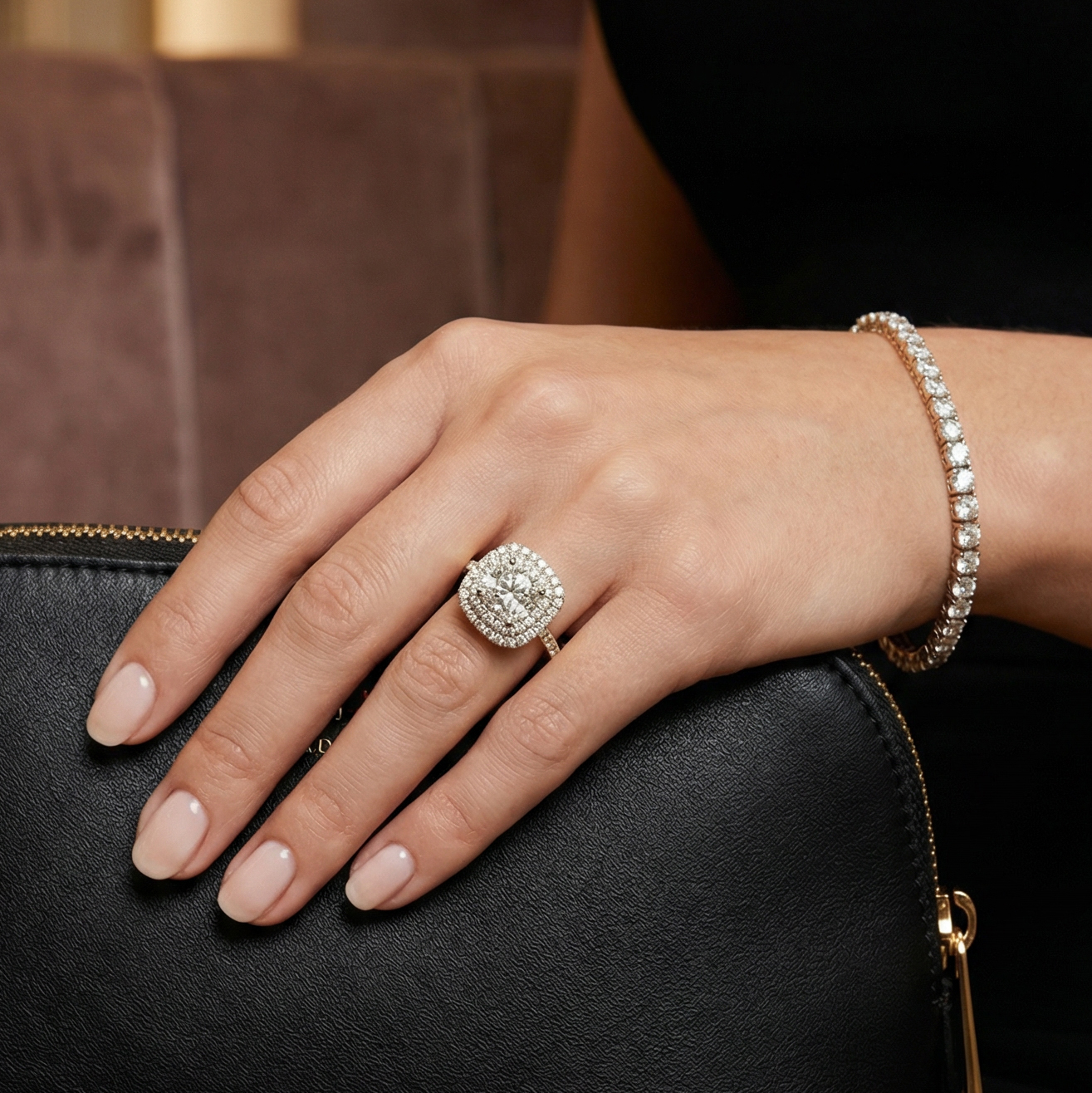 Celestial Halo Diamond Engagement Ring in 18ct Yellow Gold with Cushion Centre Stone Alternate shot 5