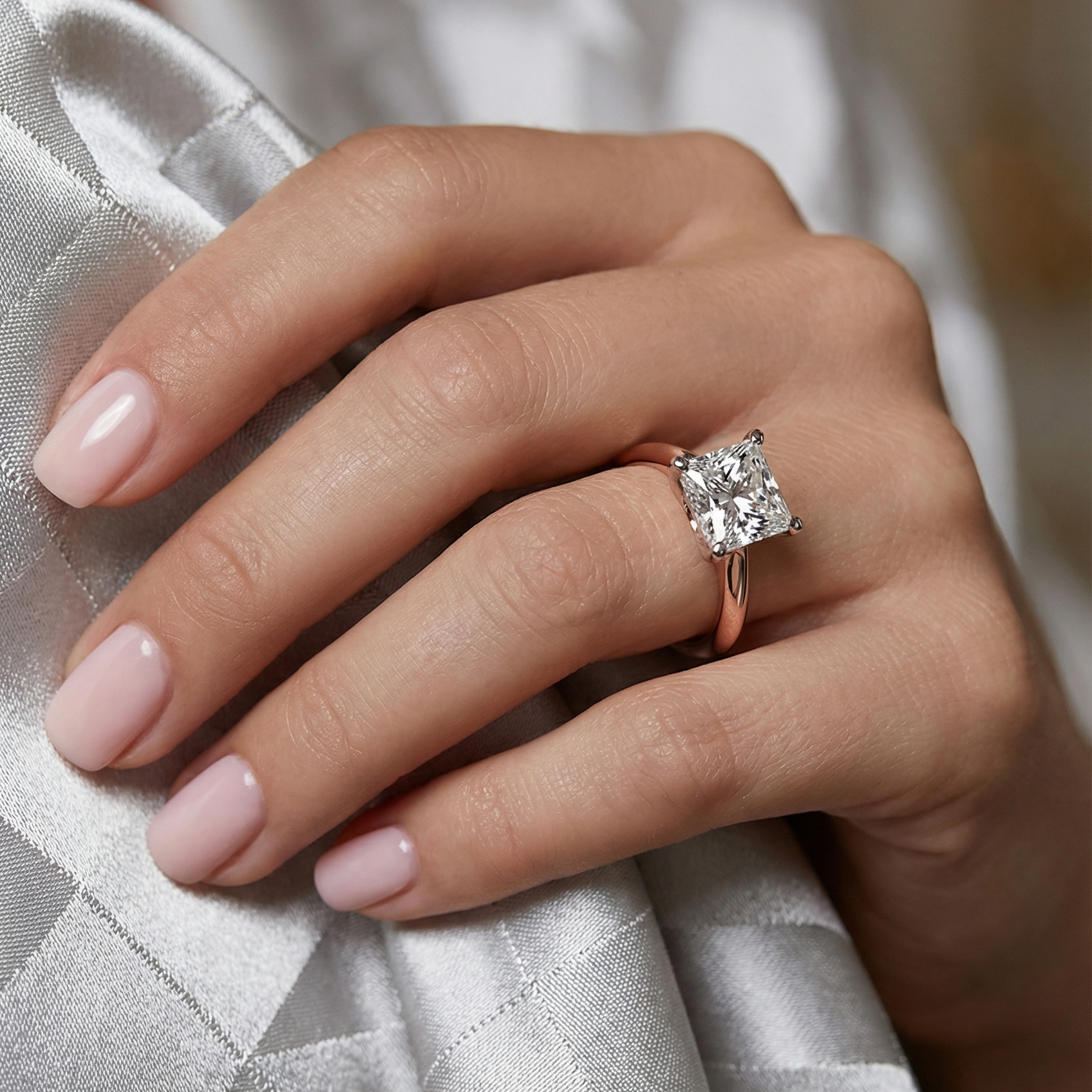 The Moon Ocean Solitaire Diamond Engagement Ring in 18ct Rose Gold with Princess Centre Stone Alternate shot 5