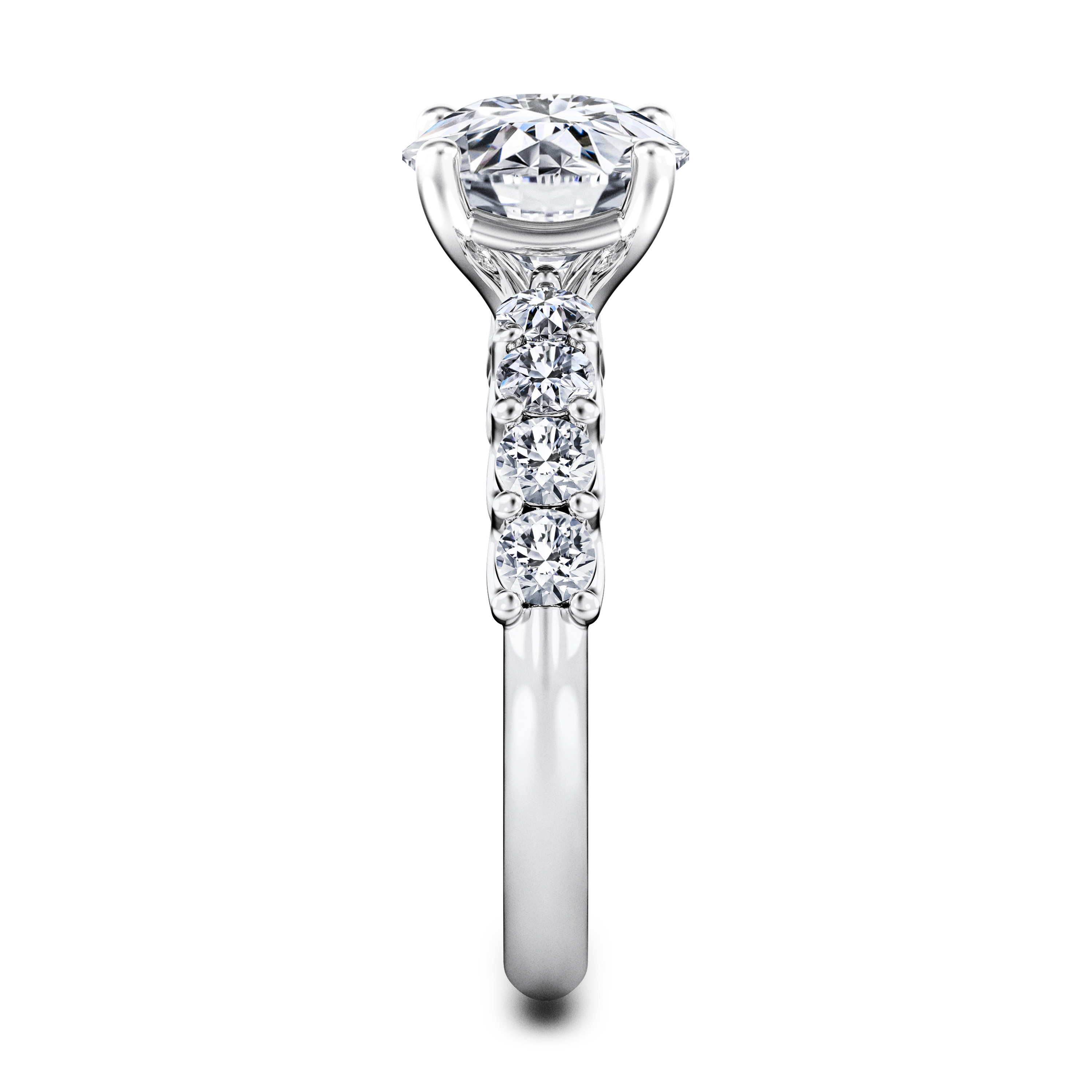 Blossom Side Stones Diamond Engagement Ring in Platinum with Round Centre Stone Alternate shot 3