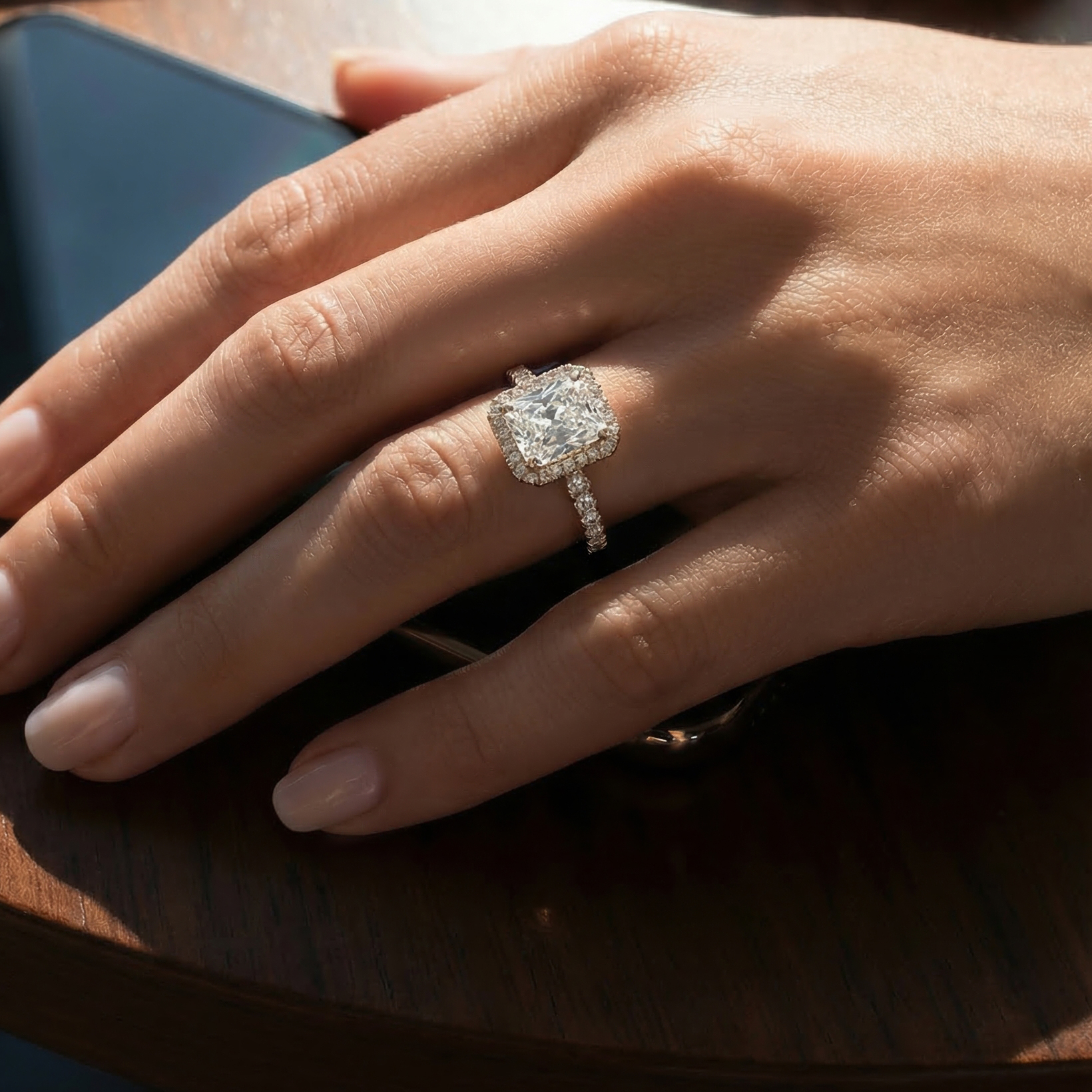 Celestial Halo Diamond Engagement Ring in 18ct Yellow Gold with Radiant Centre Stone Alternate shot 5