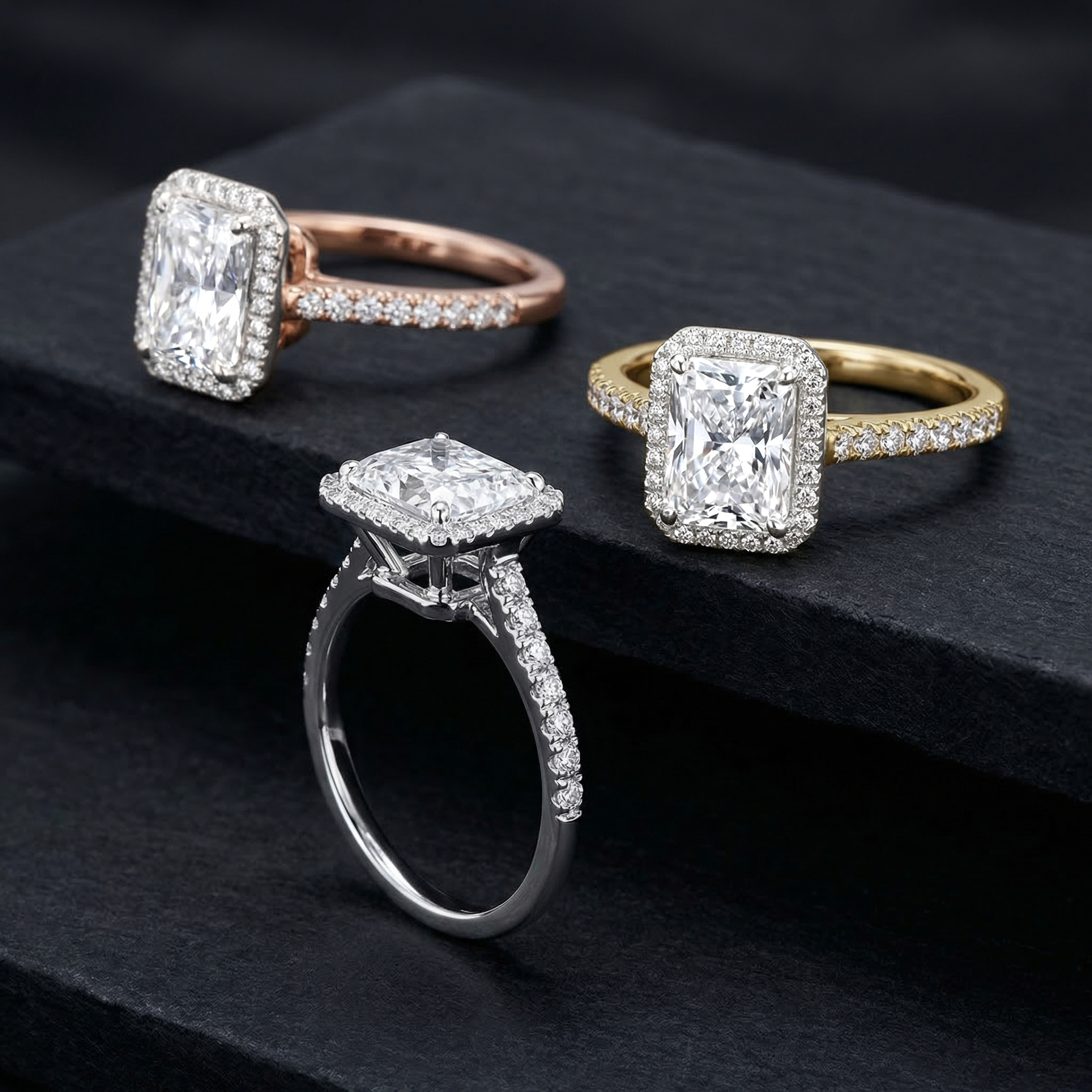 Celestial Halo Diamond Engagement Ring in Platinum with Radiant Centre Stone Alternate shot 6