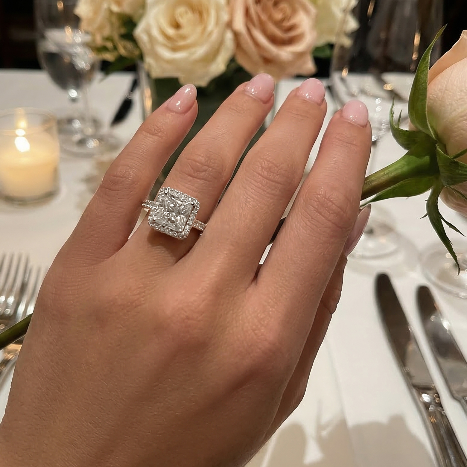 Celestial Halo Diamond Engagement Ring in Platinum with Princess Centre Stone Alternate shot 5