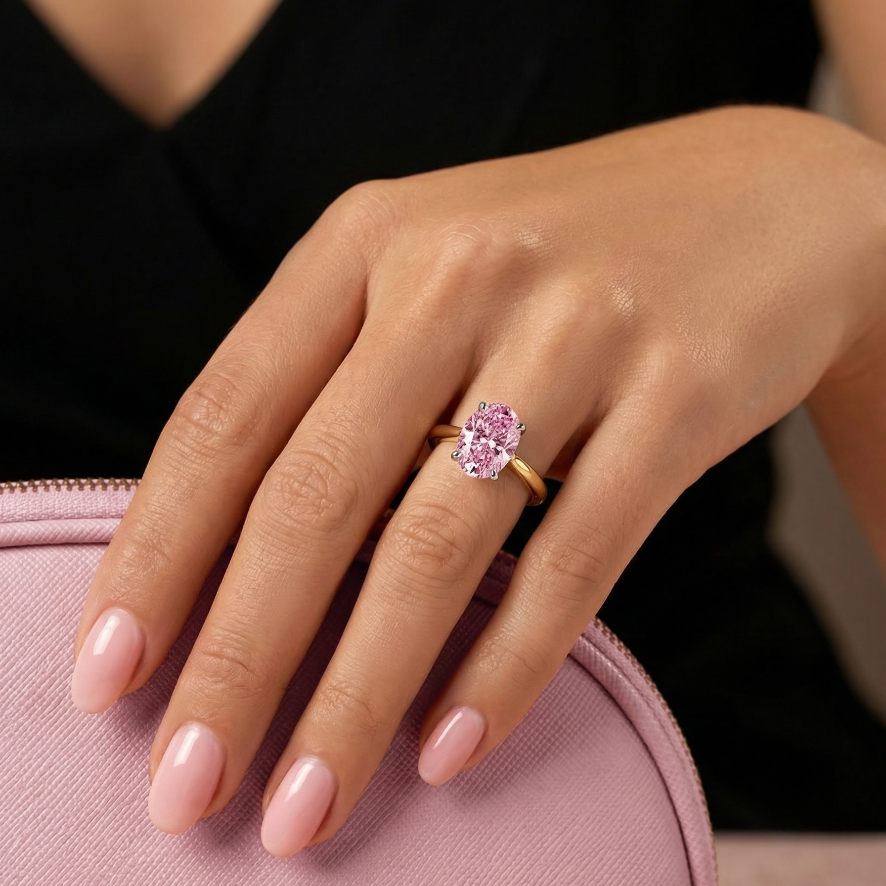 The Moon Ocean Solitaire Diamond Engagement Ring in 18ct Yellow Gold with Oval Centre Stone Alternate shot 4