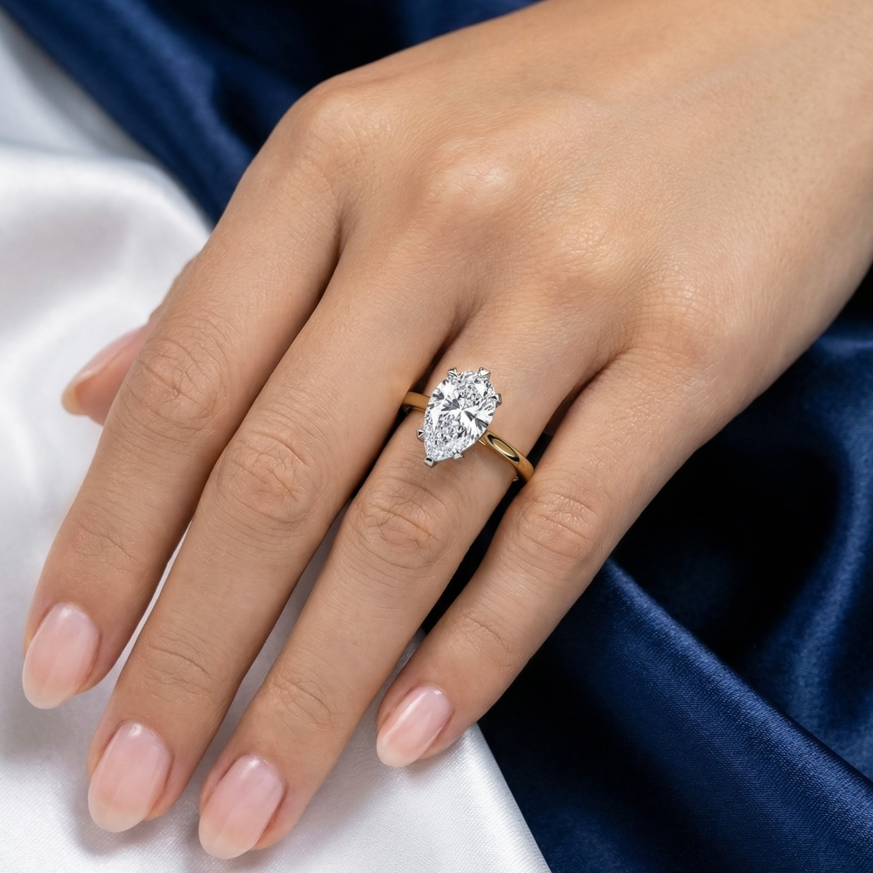 The Moon Ocean Solitaire Diamond Engagement Ring in 18ct Yellow Gold with Pear Centre Stone Alternate shot 4