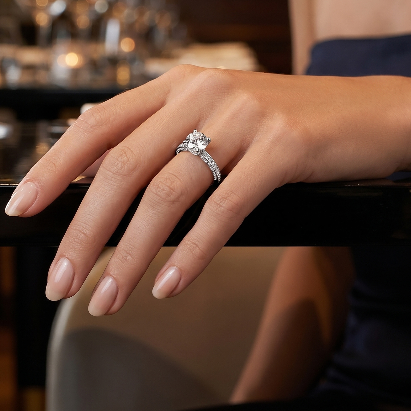 Euphoria Side Stones Diamond Engagement Ring in Platinum with Round Centre Stone Alternate shot 5