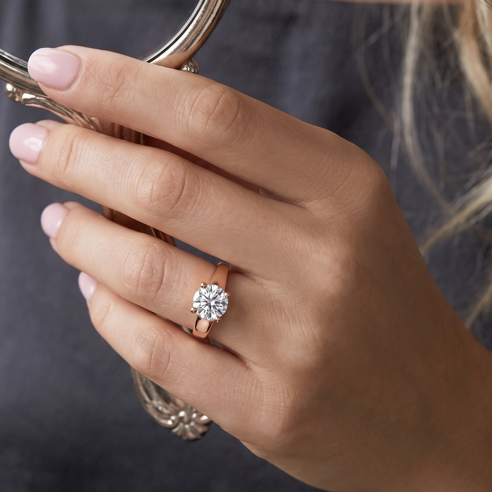 Spark Solitaire Diamond Engagement Ring in 18ct Rose Gold with Round Centre Stone Alternate shot 5
