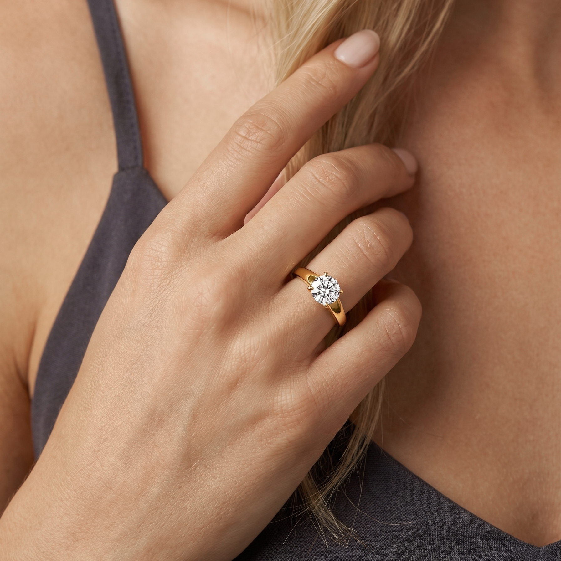 Spark Solitaire Diamond Engagement Ring in 18ct Yellow Gold with Round Centre Stone Alternate shot 5