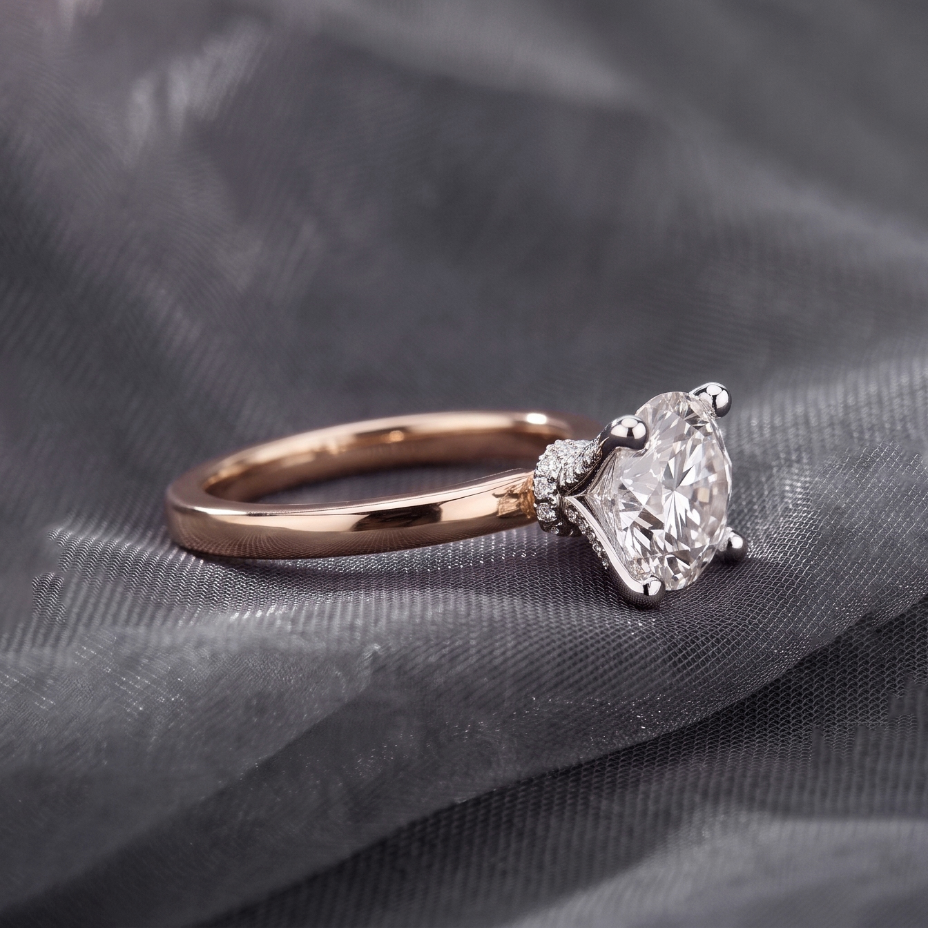 Euphoria Solitaire Diamond Engagement Ring in 18ct Rose Gold with Round Centre Stone Alternate shot 6