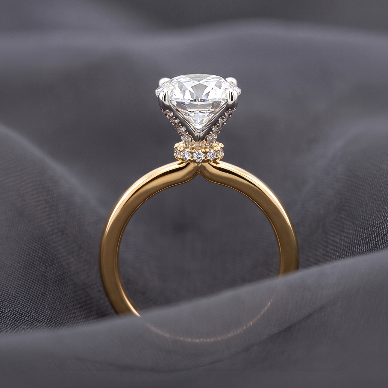 Euphoria Solitaire Diamond Engagement Ring in 18ct Yellow Gold with Round Centre Stone Alternate shot 6