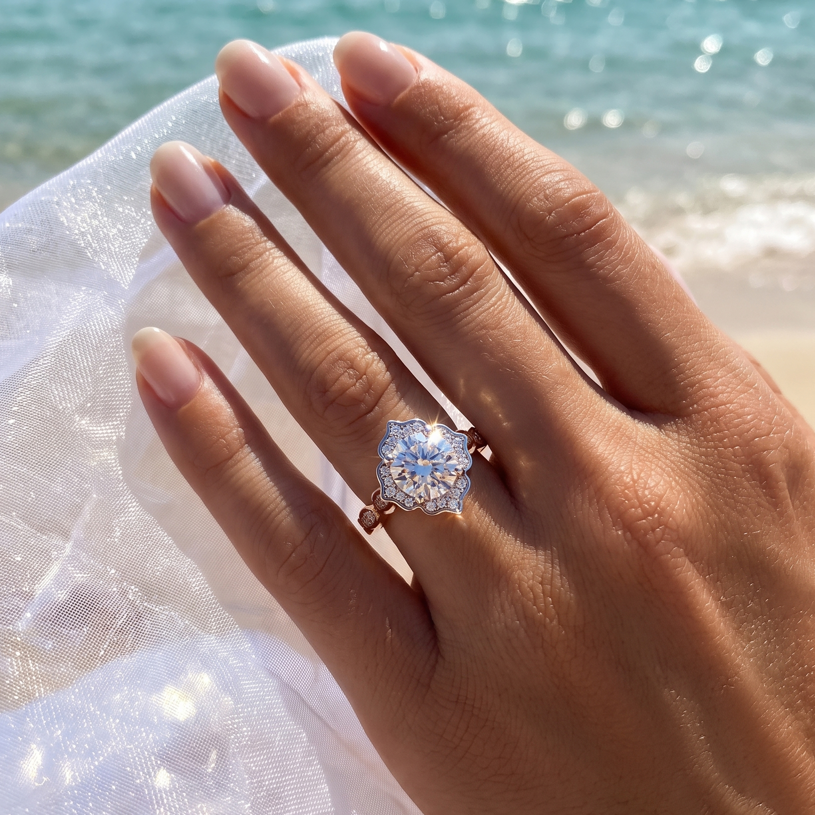 Meridian Vintage Diamond Engagement Ring in 18ct Rose Gold with Round Centre Stone Alternate shot 5