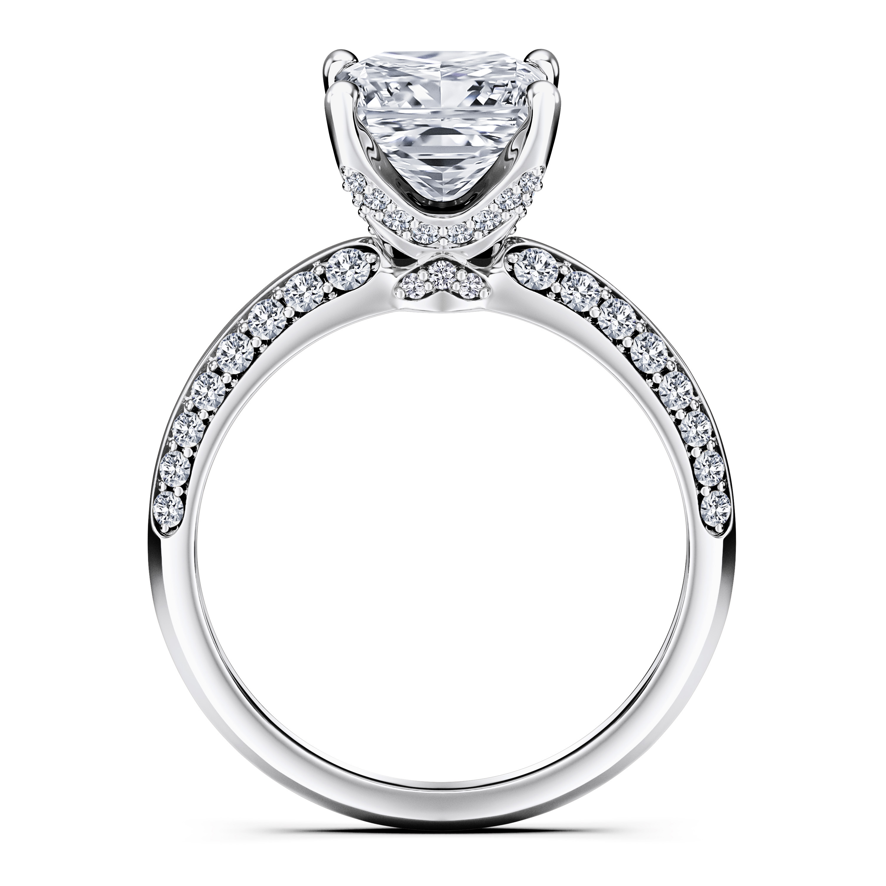 The Moon Ocean Side Stones Diamond Engagement Ring in 18ct White Gold with Princess Centre Stone Alternate shot 4