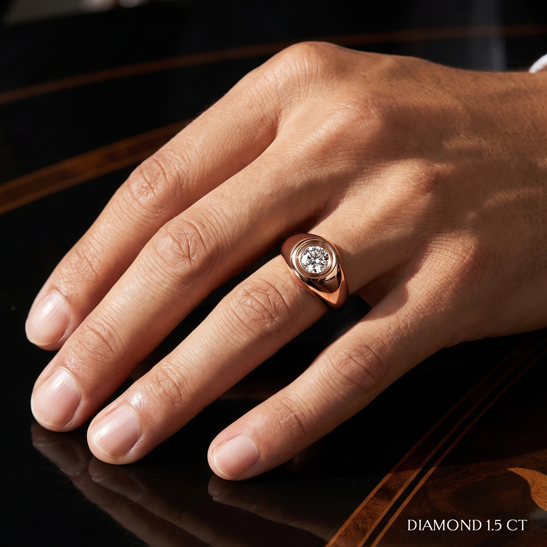 Signet Solitaire Diamond Engagement Ring in 18ct Rose Gold with Round Centre Stone Alternate shot 5