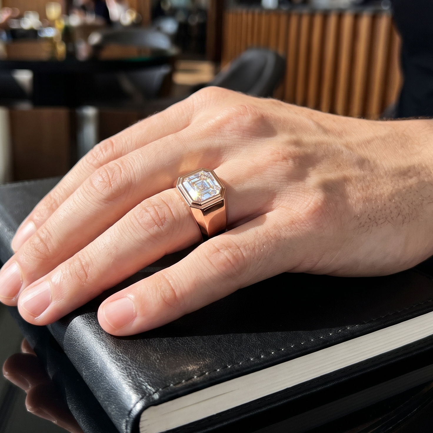 Heirloom Solitaire Diamond Engagement Ring in 18ct Rose Gold with Asscher Centre Stone Alternate shot 5