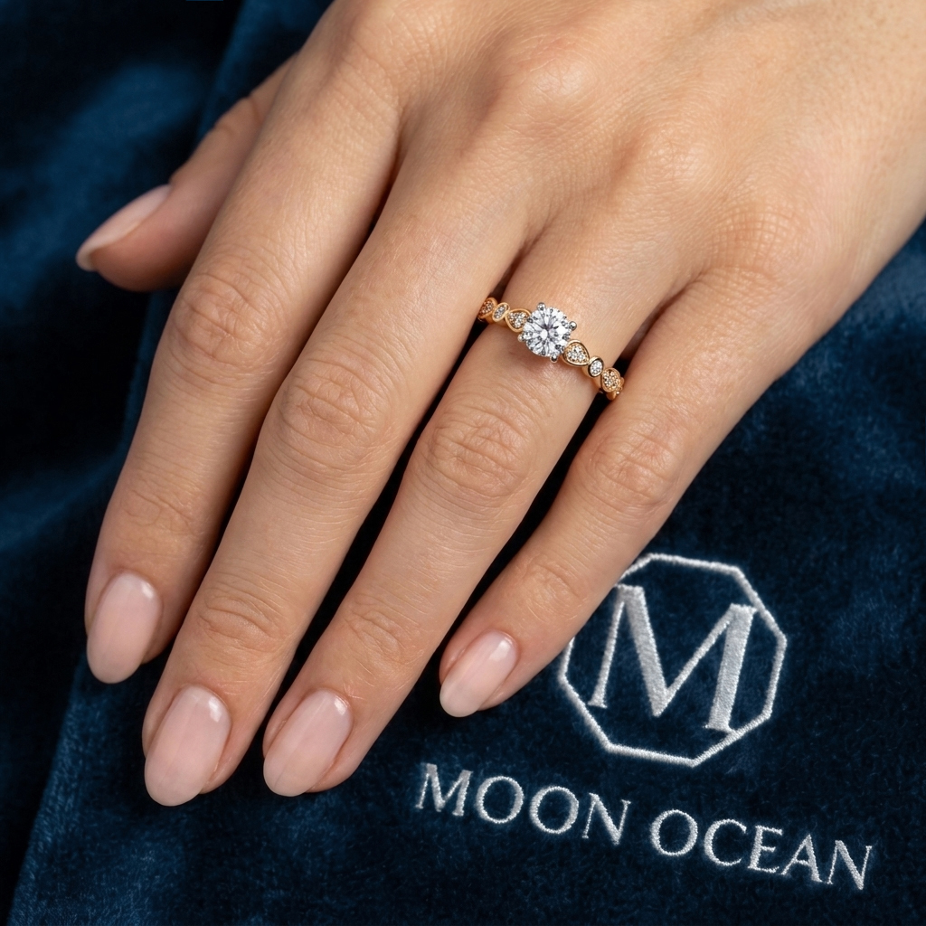 Pixie Side Stones Diamond Engagement Ring in 18ct Yellow Gold with Round Centre Stone Alternate shot 6