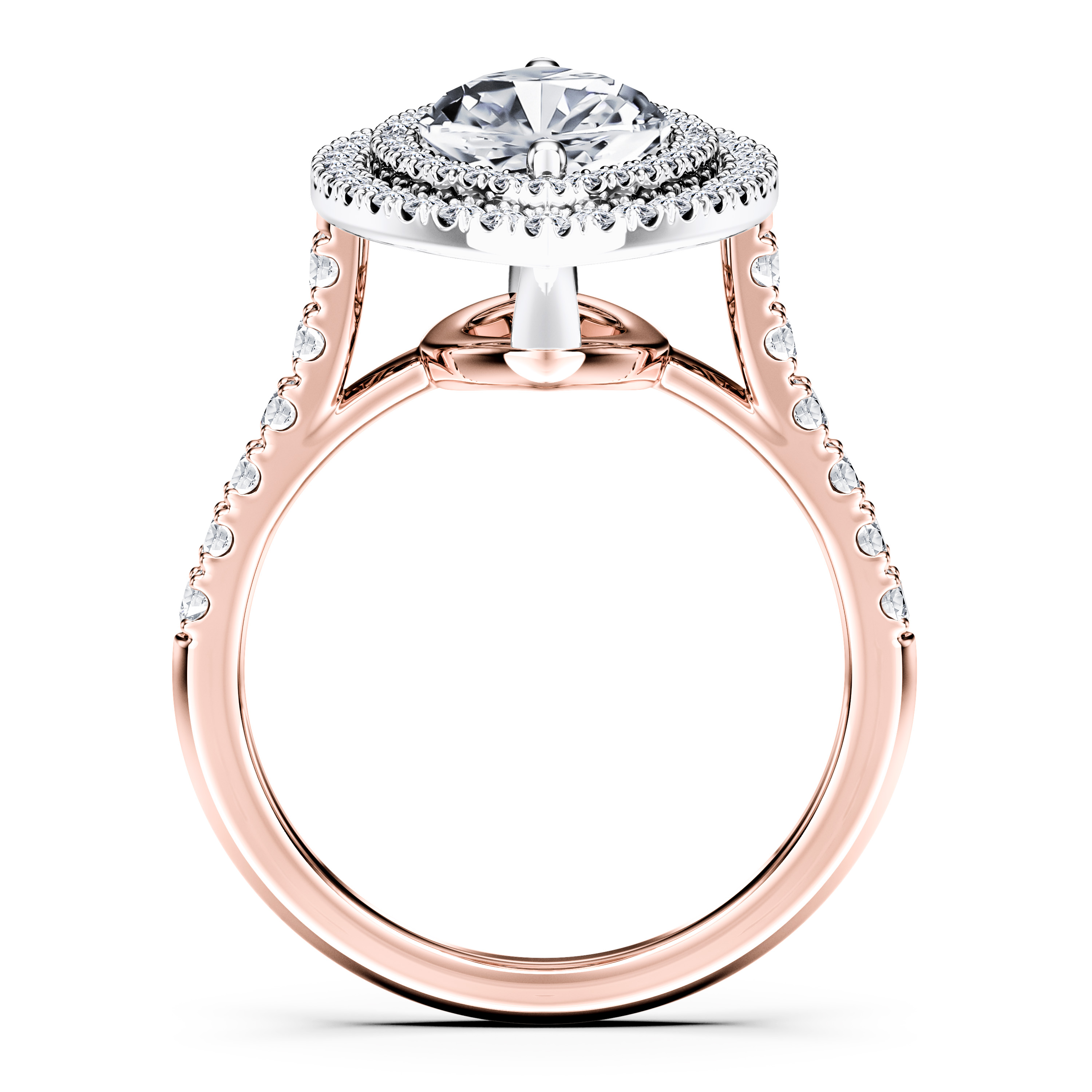 Celestial Halo Diamond Engagement Ring in 18ct Rose Gold with Marquise Centre Stone Alternate shot 4