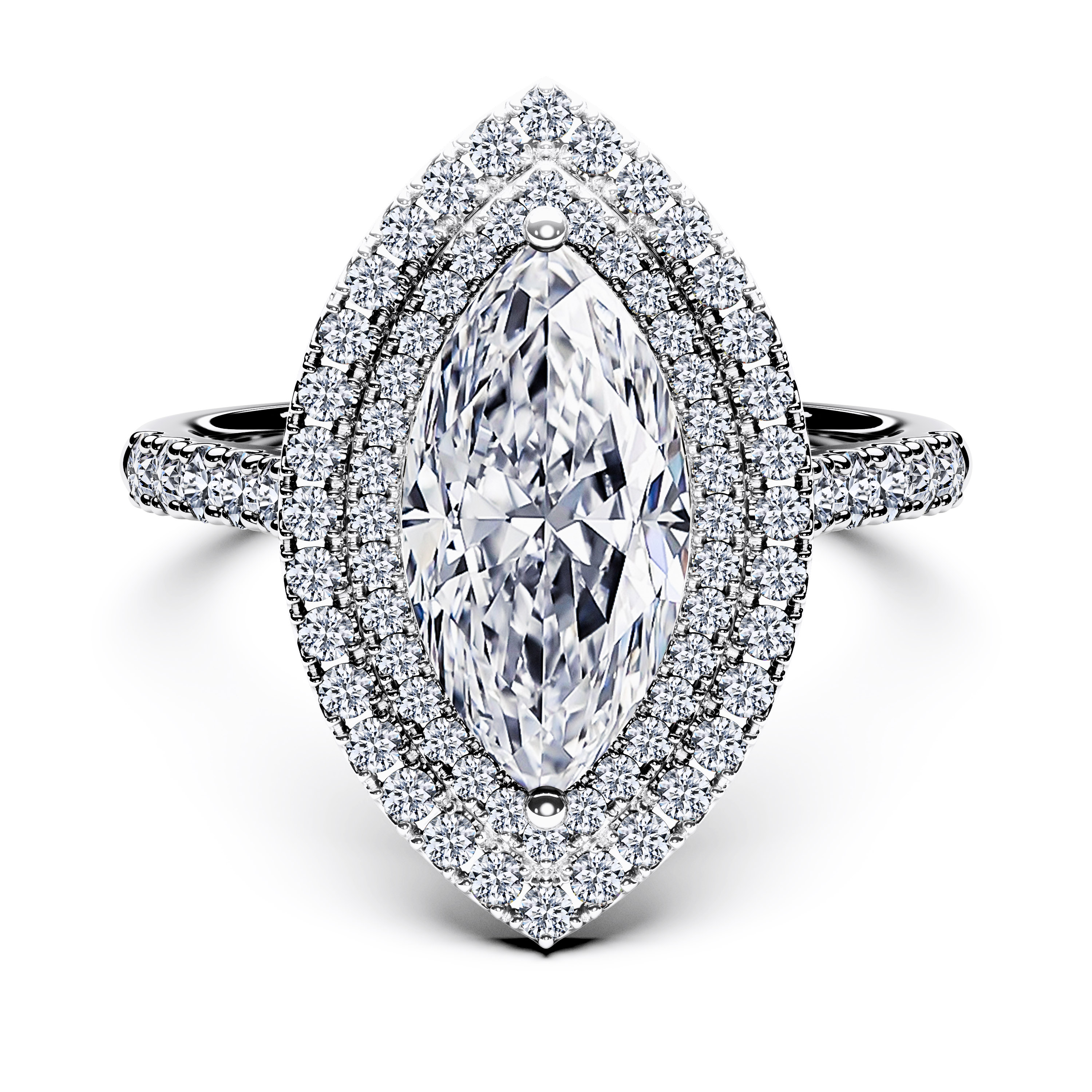 Celestial Halo Diamond Engagement Ring in Platinum with Marquise Centre Stone Alternate shot 2