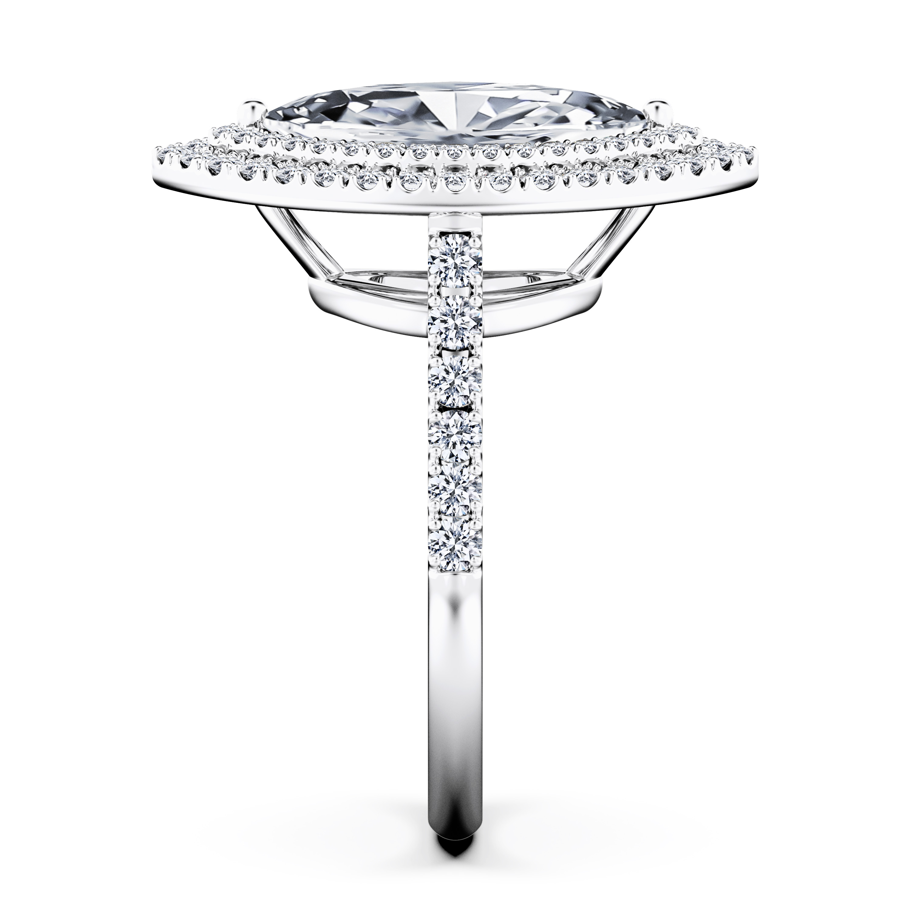 Celestial Halo Diamond Engagement Ring in Platinum with Marquise Centre Stone Alternate shot 3