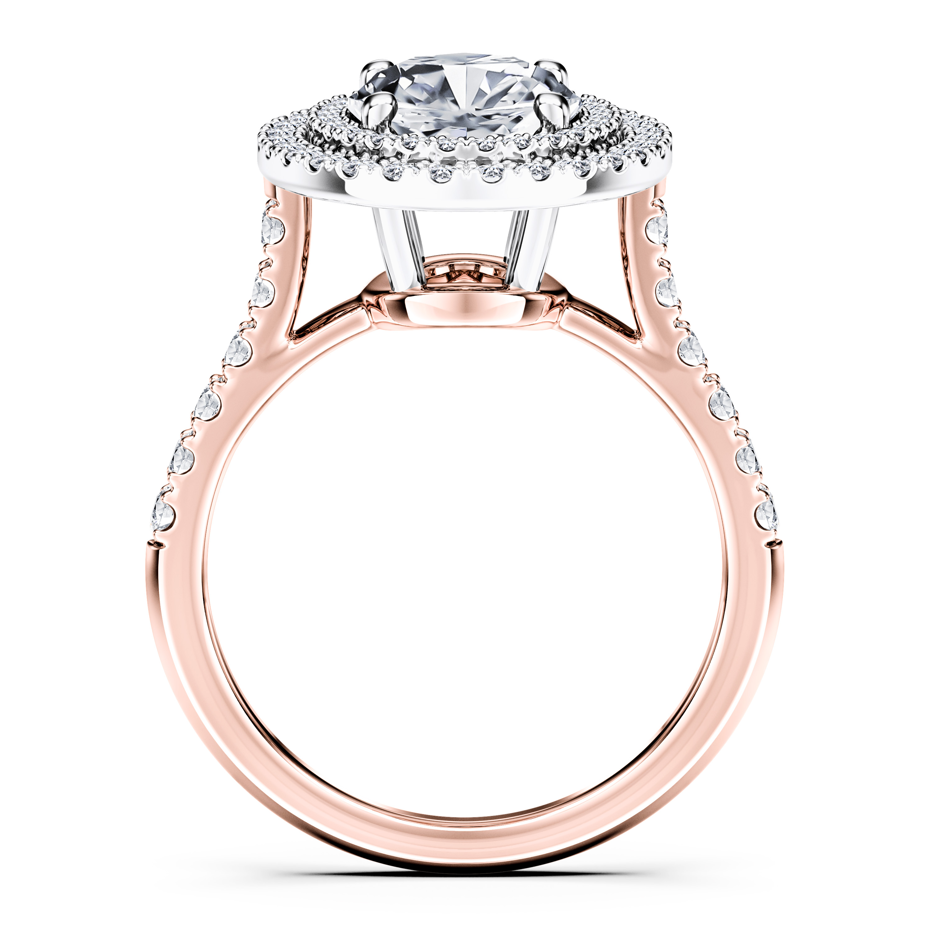 Celestial Halo Diamond Engagement Ring in 18ct Rose Gold with Oval Centre Stone Alternate shot 4